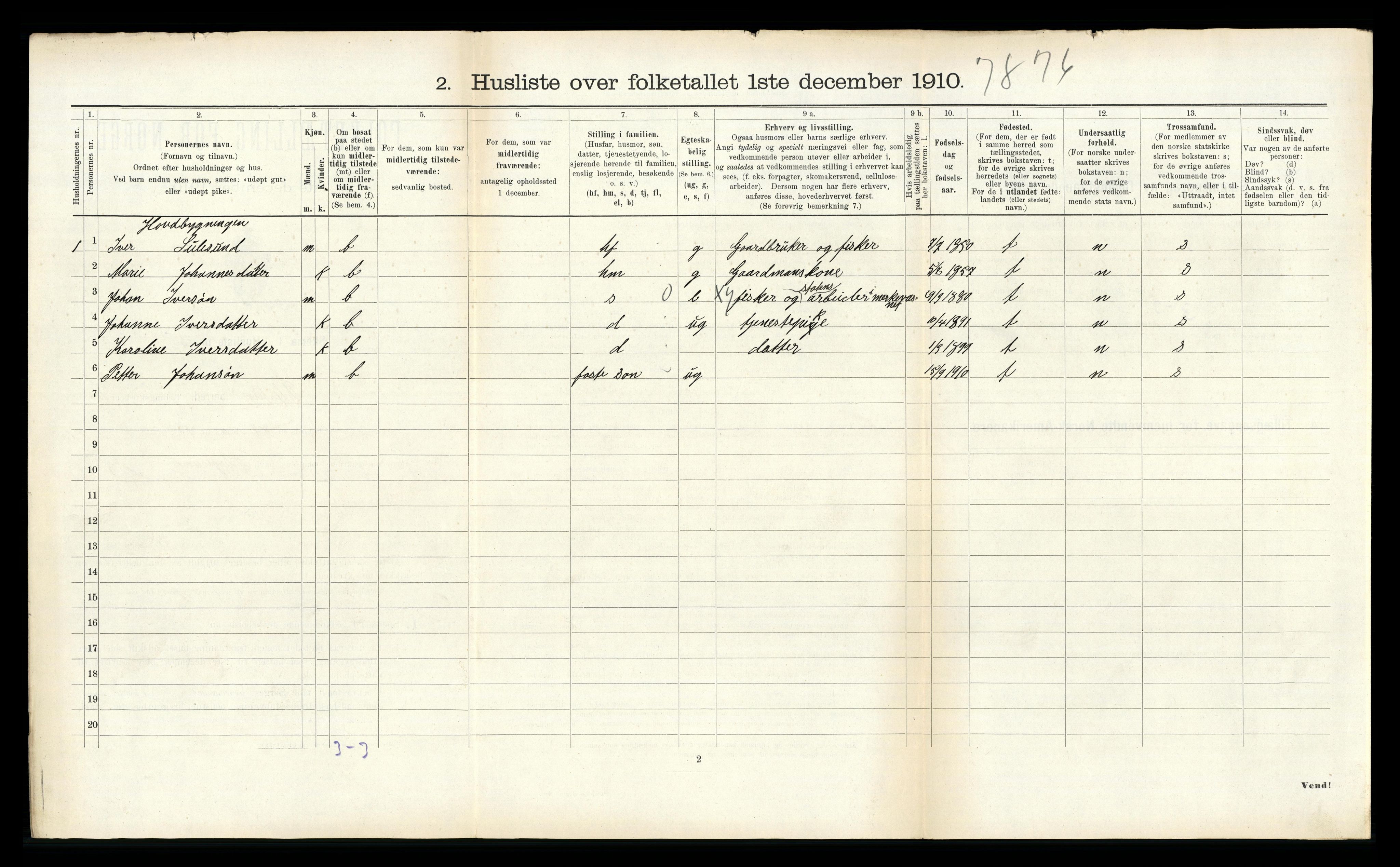 RA, 1910 census for Ulstein, 1910, p. 999