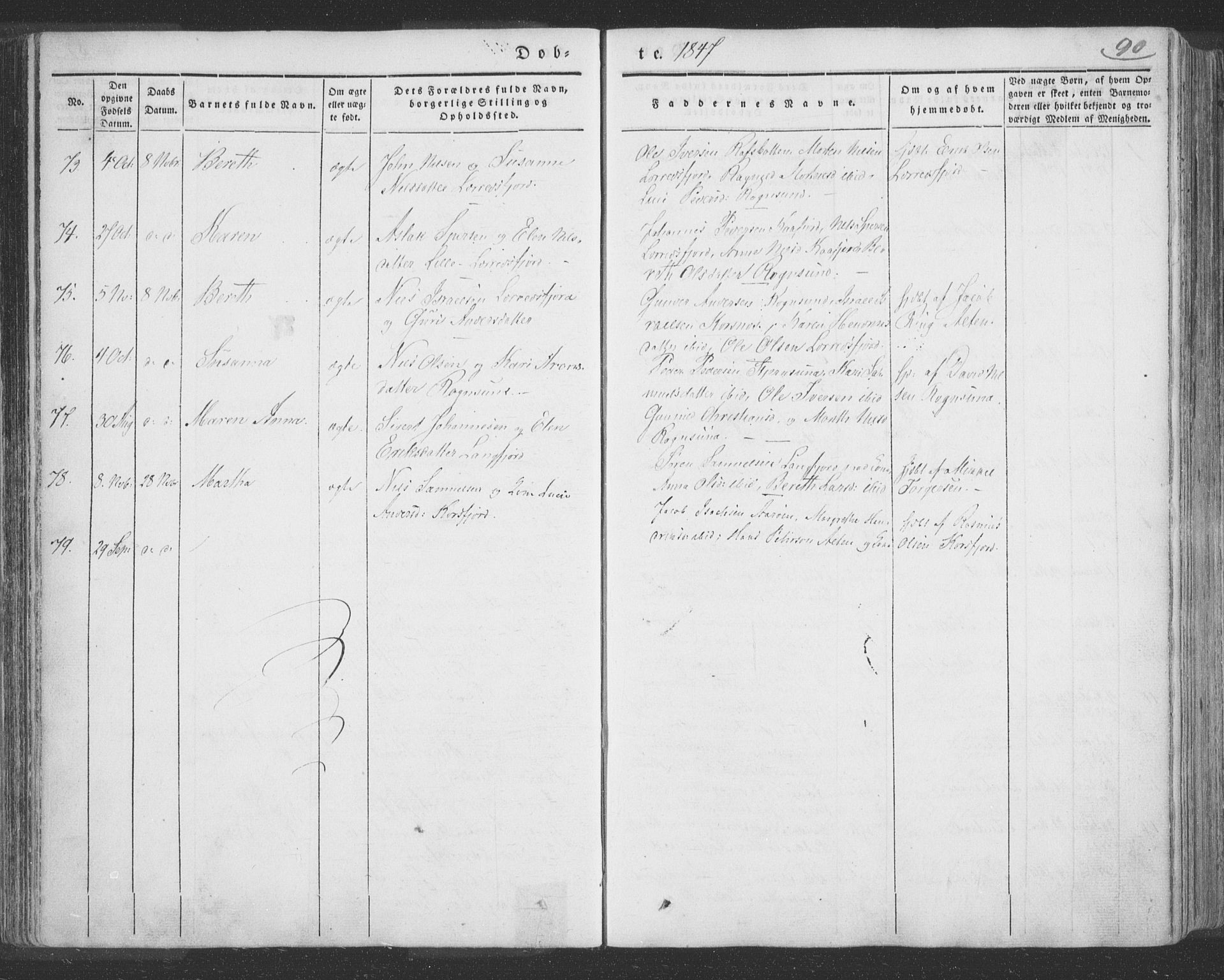 Talvik sokneprestkontor, AV/SATØ-S-1337/H/Ha/L0009kirke: Parish register (official) no. 9, 1837-1852, p. 90