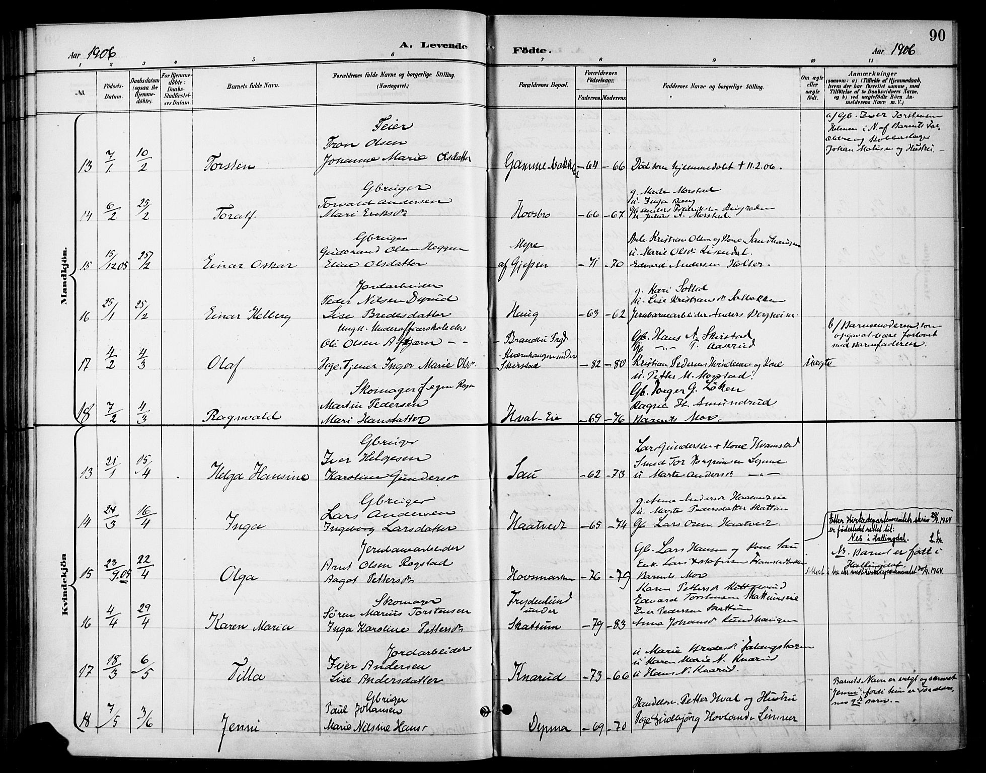 Gran prestekontor, AV/SAH-PREST-112/H/Ha/Haa/L0019: Parish register (official) no. 19, 1898-1907, p. 90