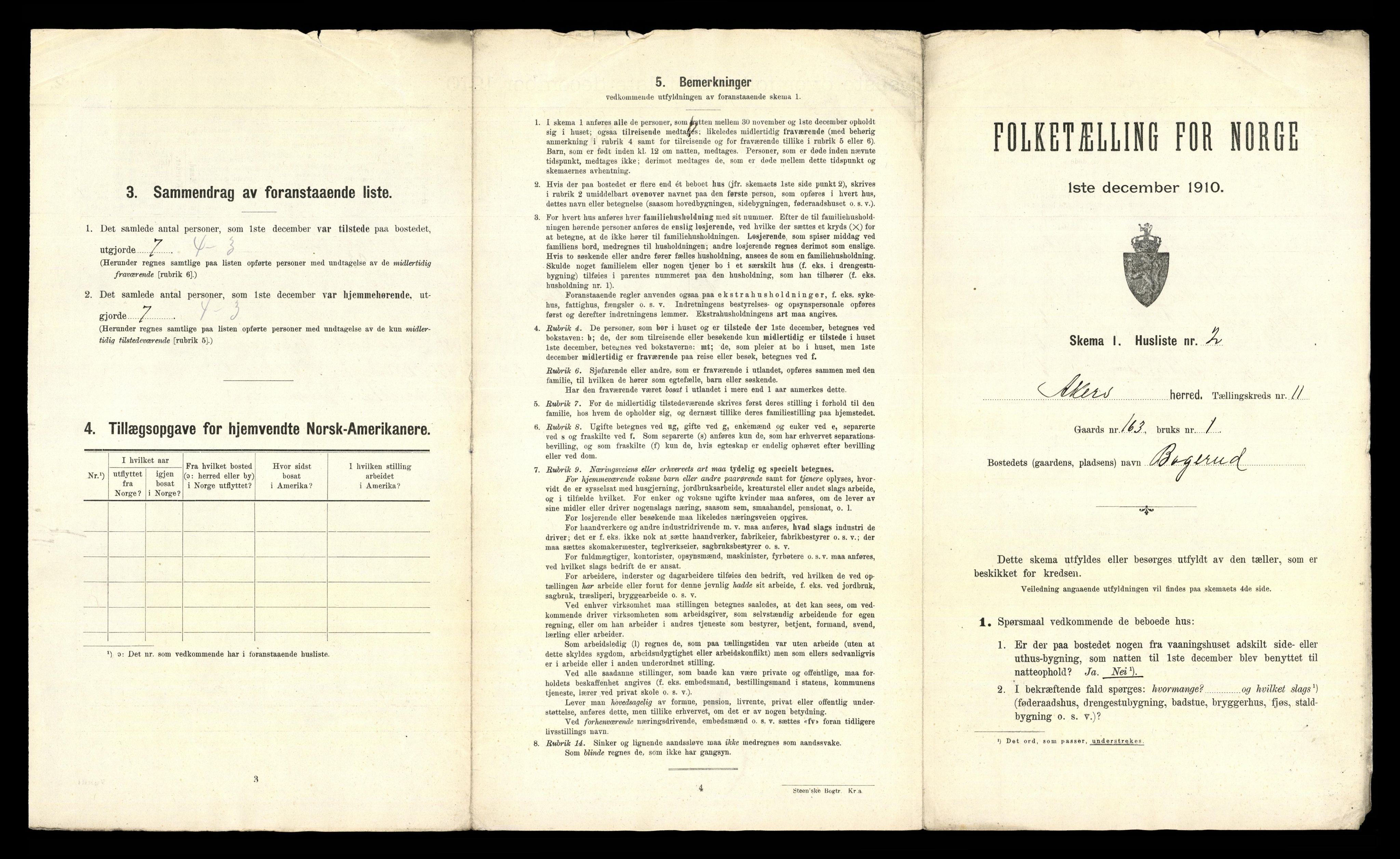 RA, 1910 census for Aker, 1910, p. 3351