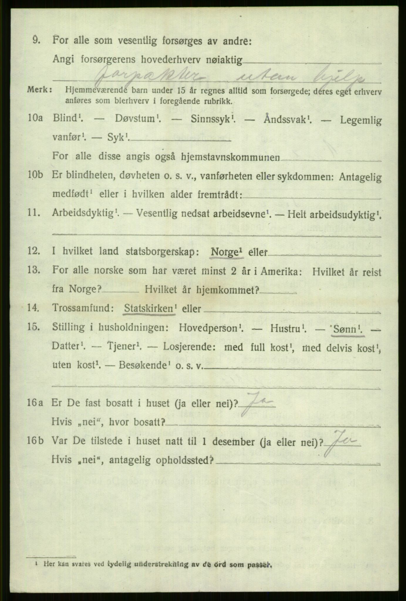 SAB, 1920 census for Vossestrand, 1920, p. 1431