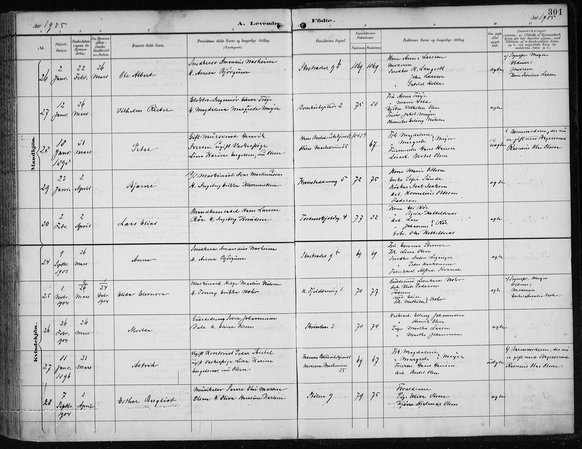 Korskirken sokneprestembete, AV/SAB-A-76101/H/Hab: Parish register (copy) no. B 10, 1896-1905, p. 301