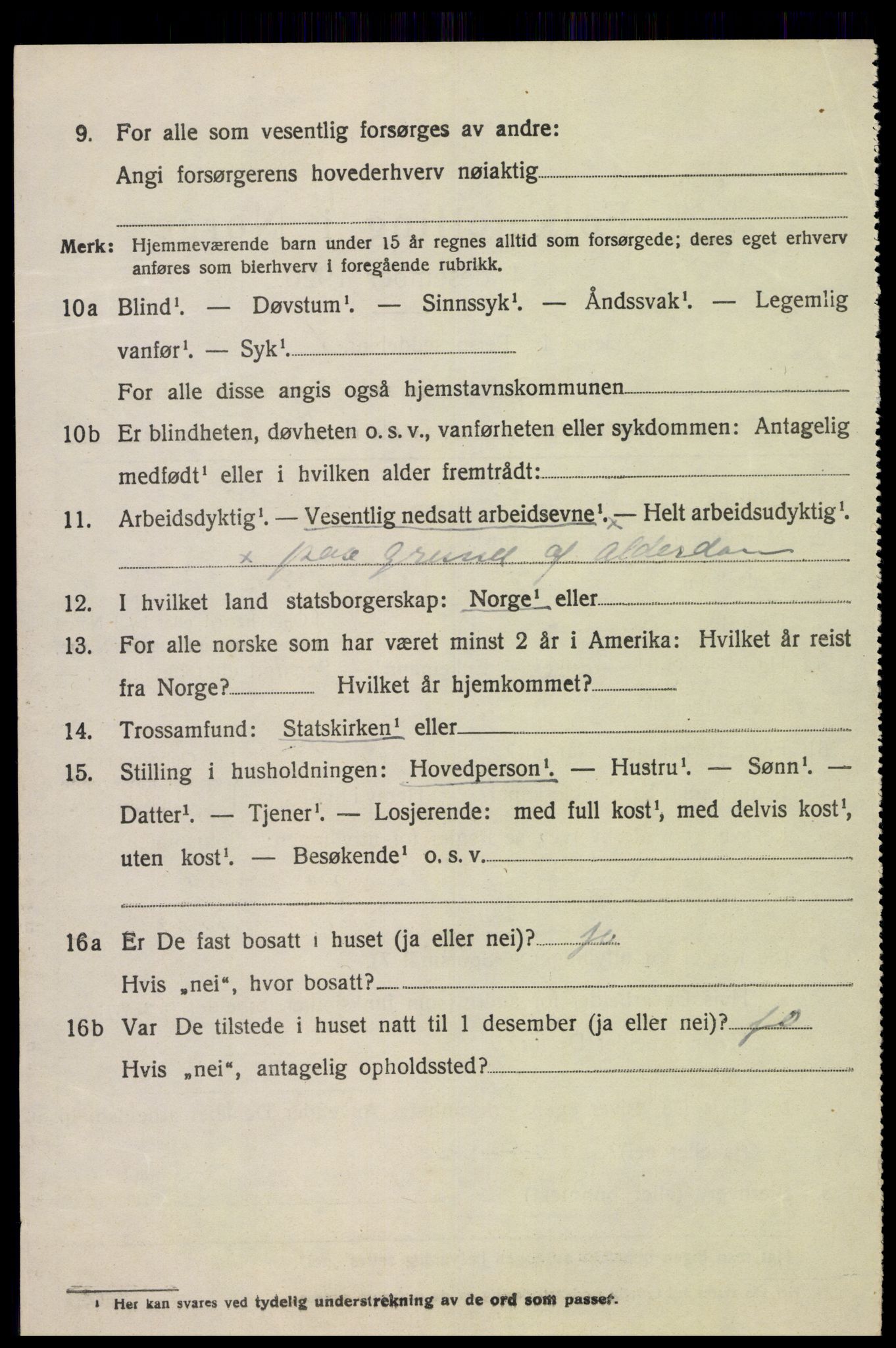 SAK, 1920 census for Lista, 1920, p. 12926