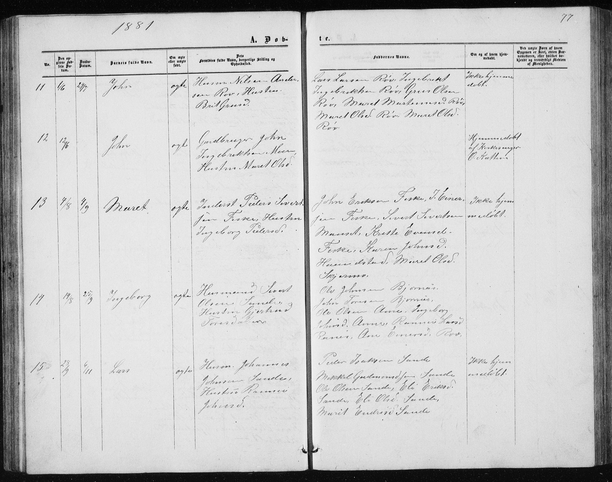 Ministerialprotokoller, klokkerbøker og fødselsregistre - Møre og Romsdal, AV/SAT-A-1454/597/L1064: Parish register (copy) no. 597C01, 1866-1898, p. 77