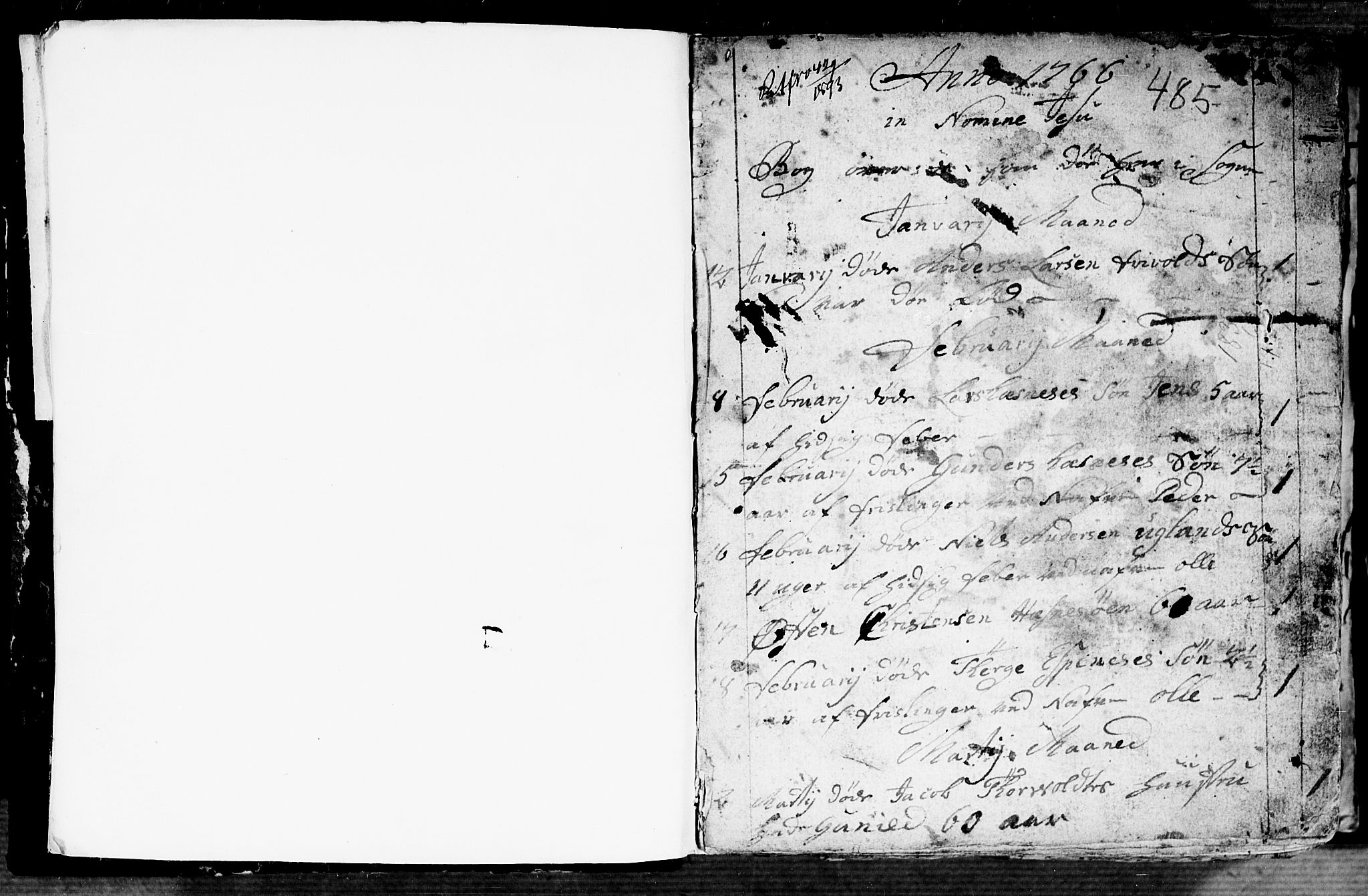 Fjære sokneprestkontor, SAK/1111-0011/F/Fb/L0004: Parish register (copy) no. B 4, 1766-1785, p. 1