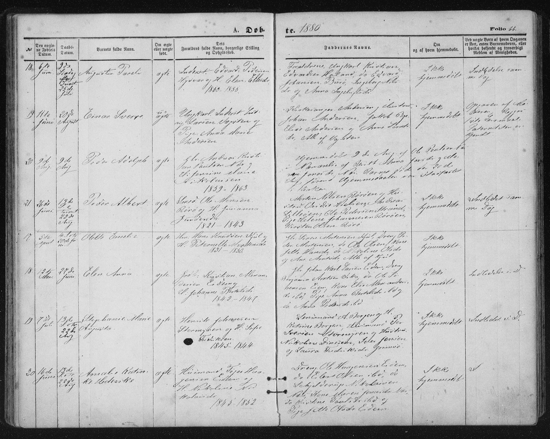 Ministerialprotokoller, klokkerbøker og fødselsregistre - Nordland, SAT/A-1459/816/L0241: Parish register (official) no. 816A07, 1870-1885, p. 66