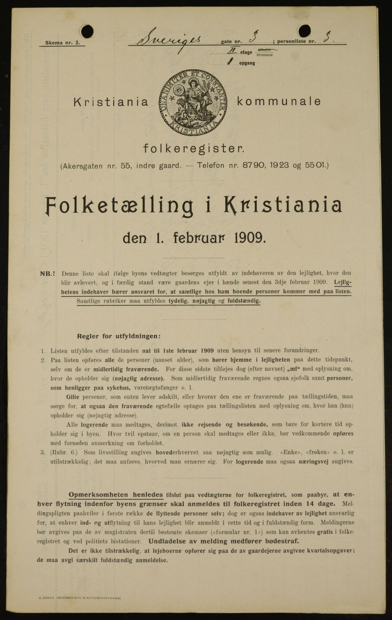 OBA, Municipal Census 1909 for Kristiania, 1909, p. 95698