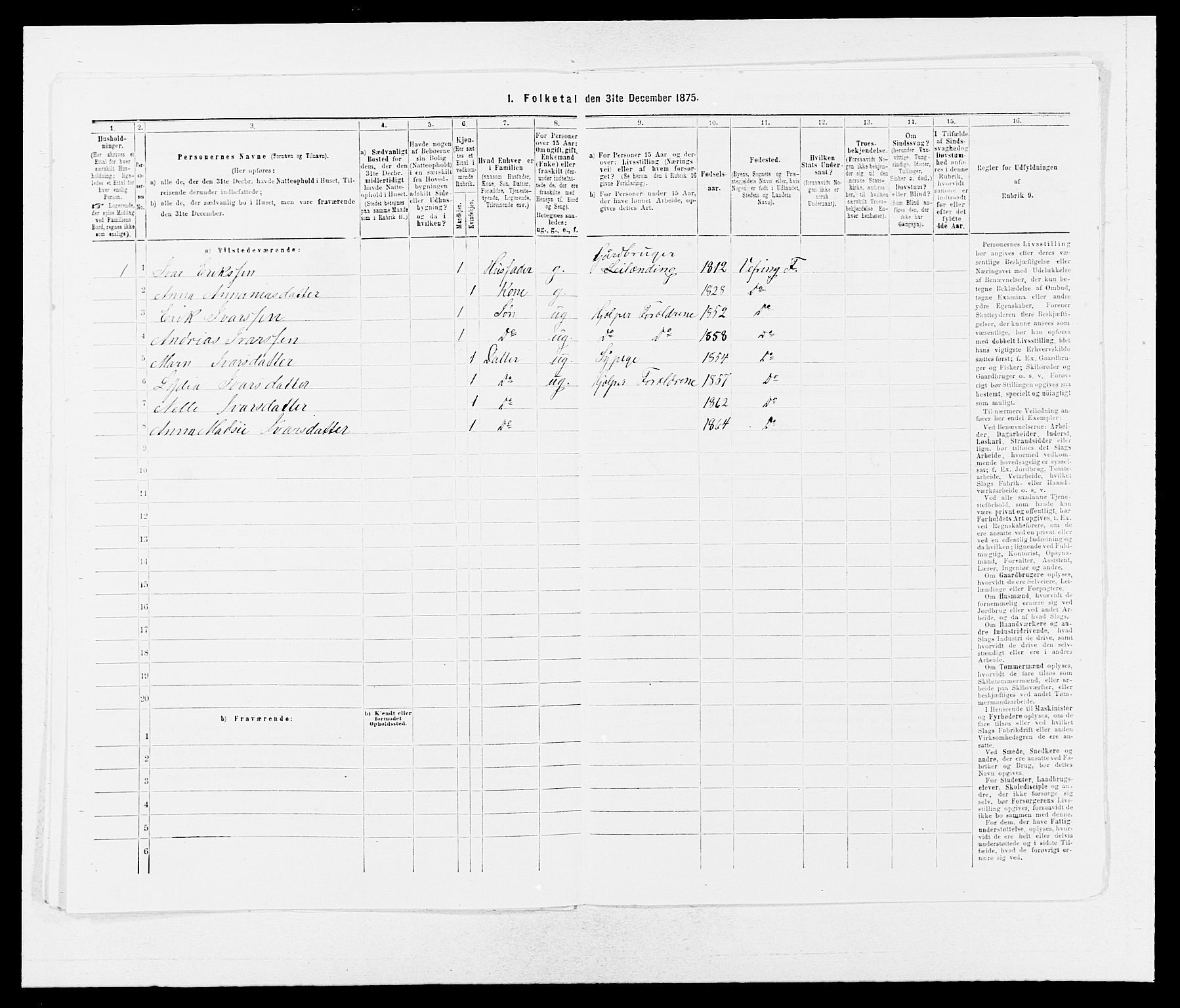 SAB, 1875 census for 1432P Førde, 1875, p. 1894