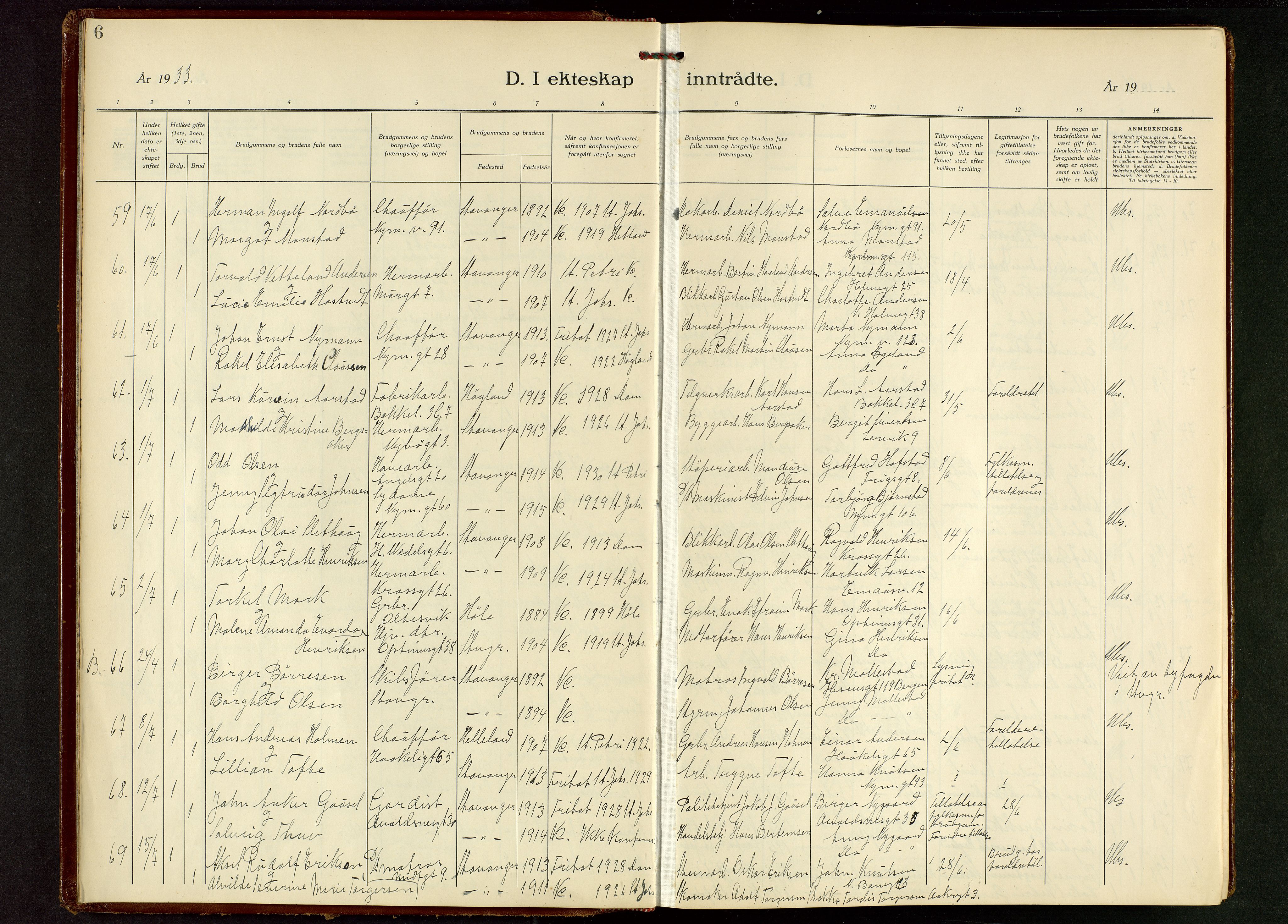 St. Johannes sokneprestkontor, AV/SAST-A-101814/001/30/30BB/L0010: Parish register (copy) no. B 10, 1933-1946, p. 6