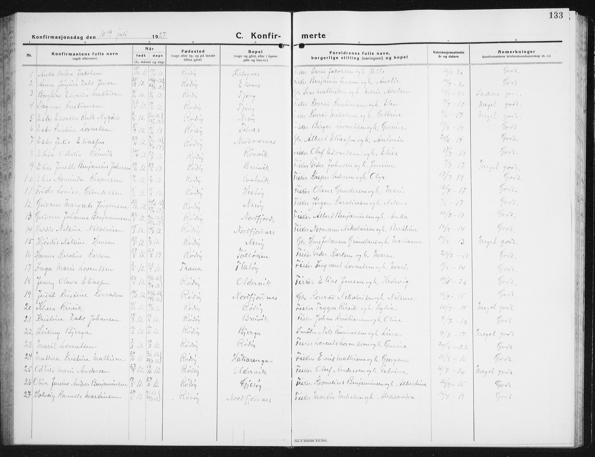 Ministerialprotokoller, klokkerbøker og fødselsregistre - Nordland, SAT/A-1459/841/L0622: Parish register (copy) no. 841C06, 1924-1942, p. 133