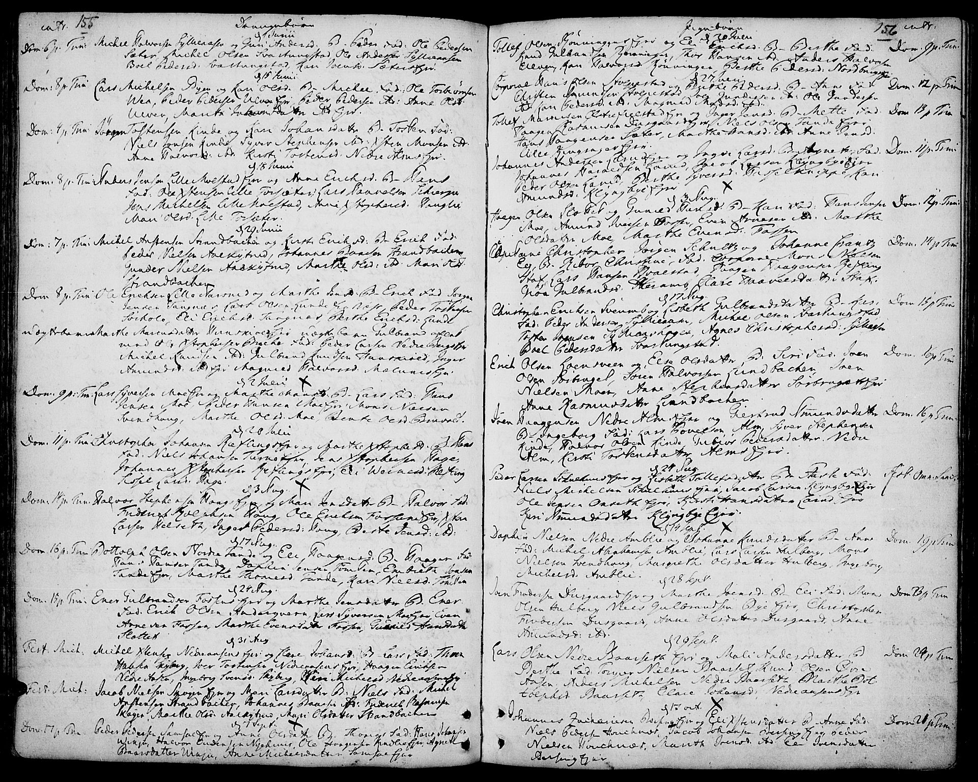 Ringsaker prestekontor, AV/SAH-PREST-014/K/Ka/L0002: Parish register (official) no. 2, 1747-1774, p. 155-156