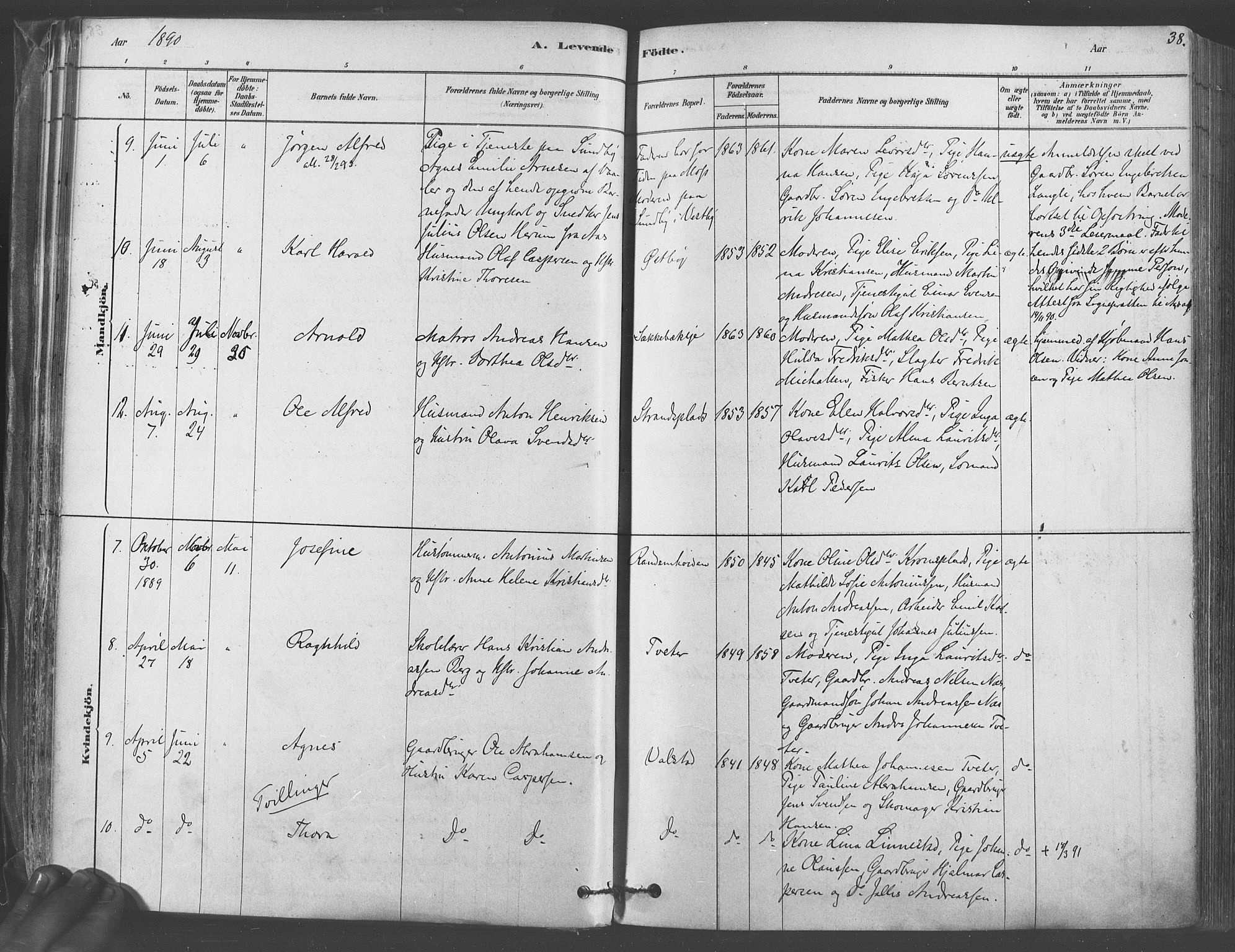 Vestby prestekontor Kirkebøker, SAO/A-10893/F/Fa/L0009: Parish register (official) no. I 9, 1878-1900, p. 38