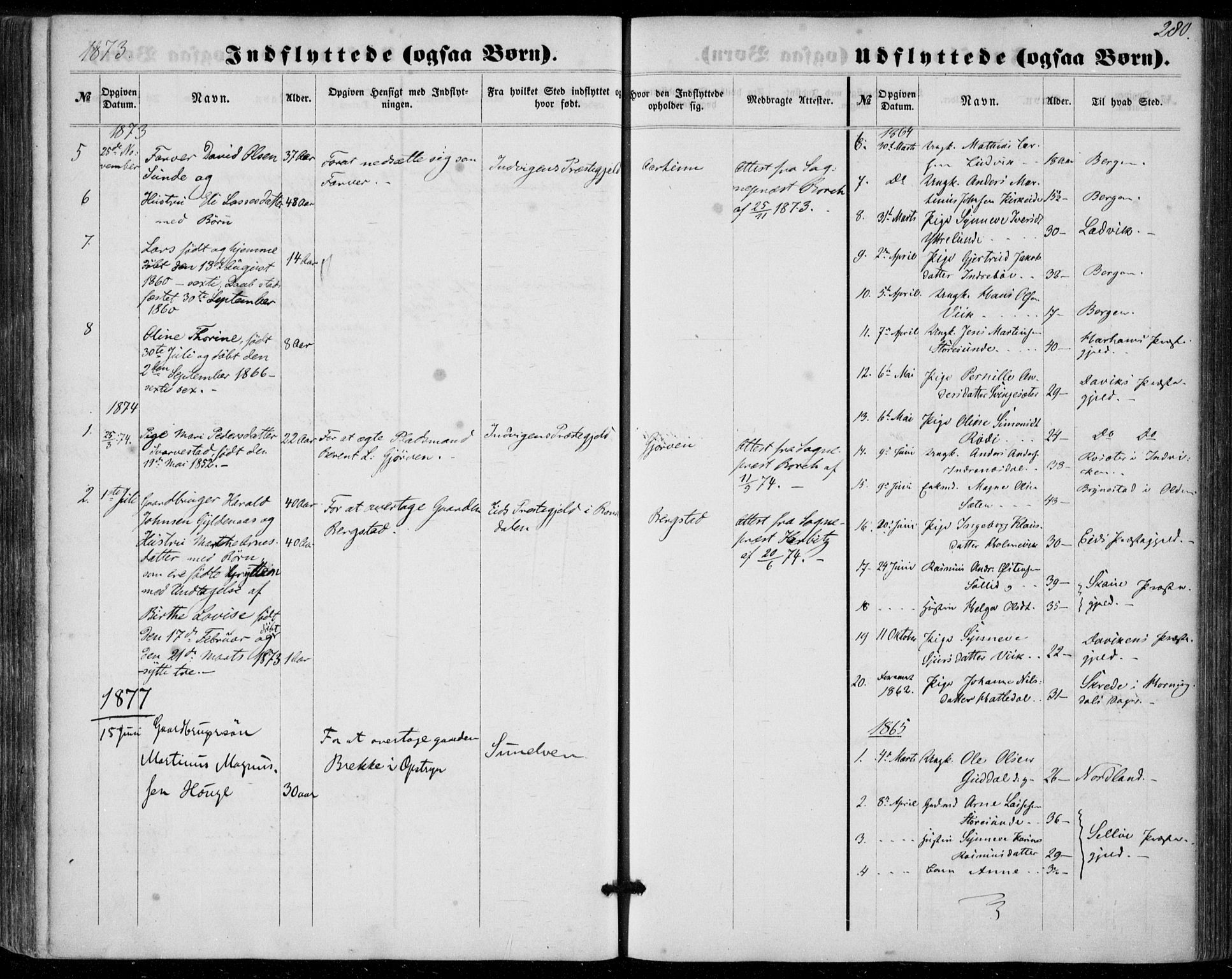 Stryn Sokneprestembete, SAB/A-82501: Parish register (official) no. A 3, 1862-1877, p. 280