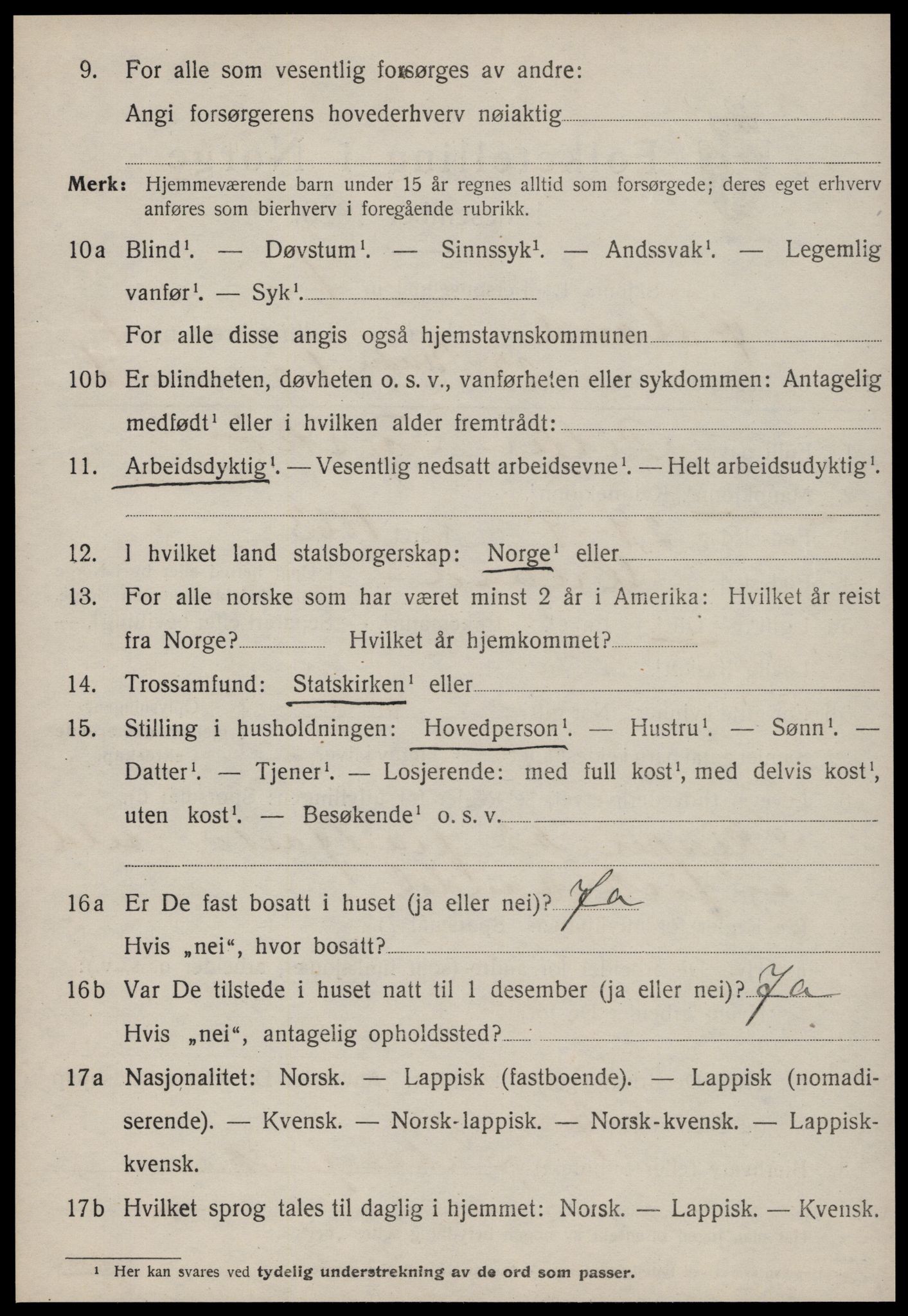 SAT, 1920 census for Ørland, 1920, p. 1664