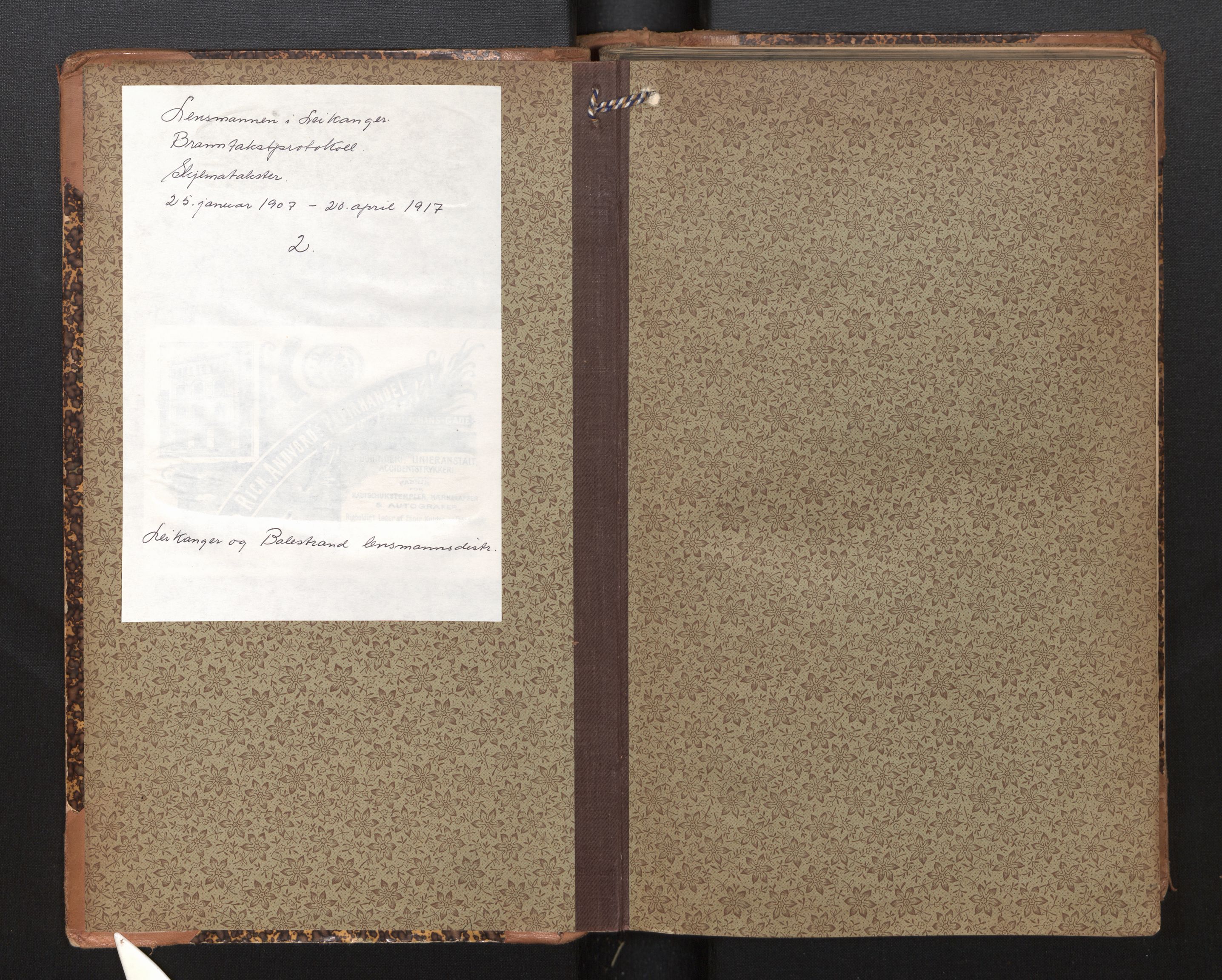 Lensmannen i Leikanger, AV/SAB-A-29201/0012/L0005: Branntakstprotokoll, skjematakst, 1907-1917