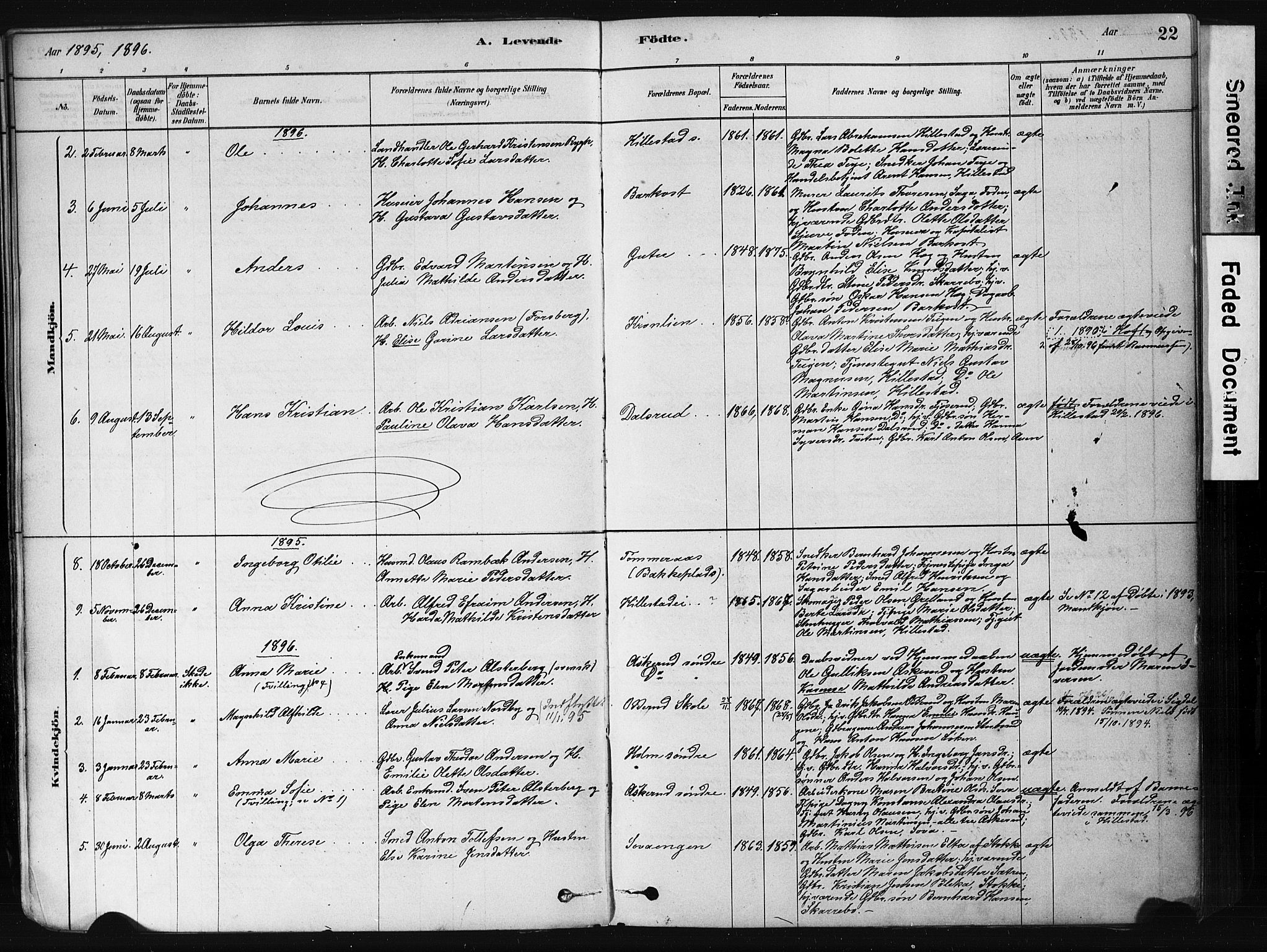 Botne kirkebøker, AV/SAKO-A-340/F/Fb/L0001: Parish register (official) no. II 1, 1878-1902, p. 22