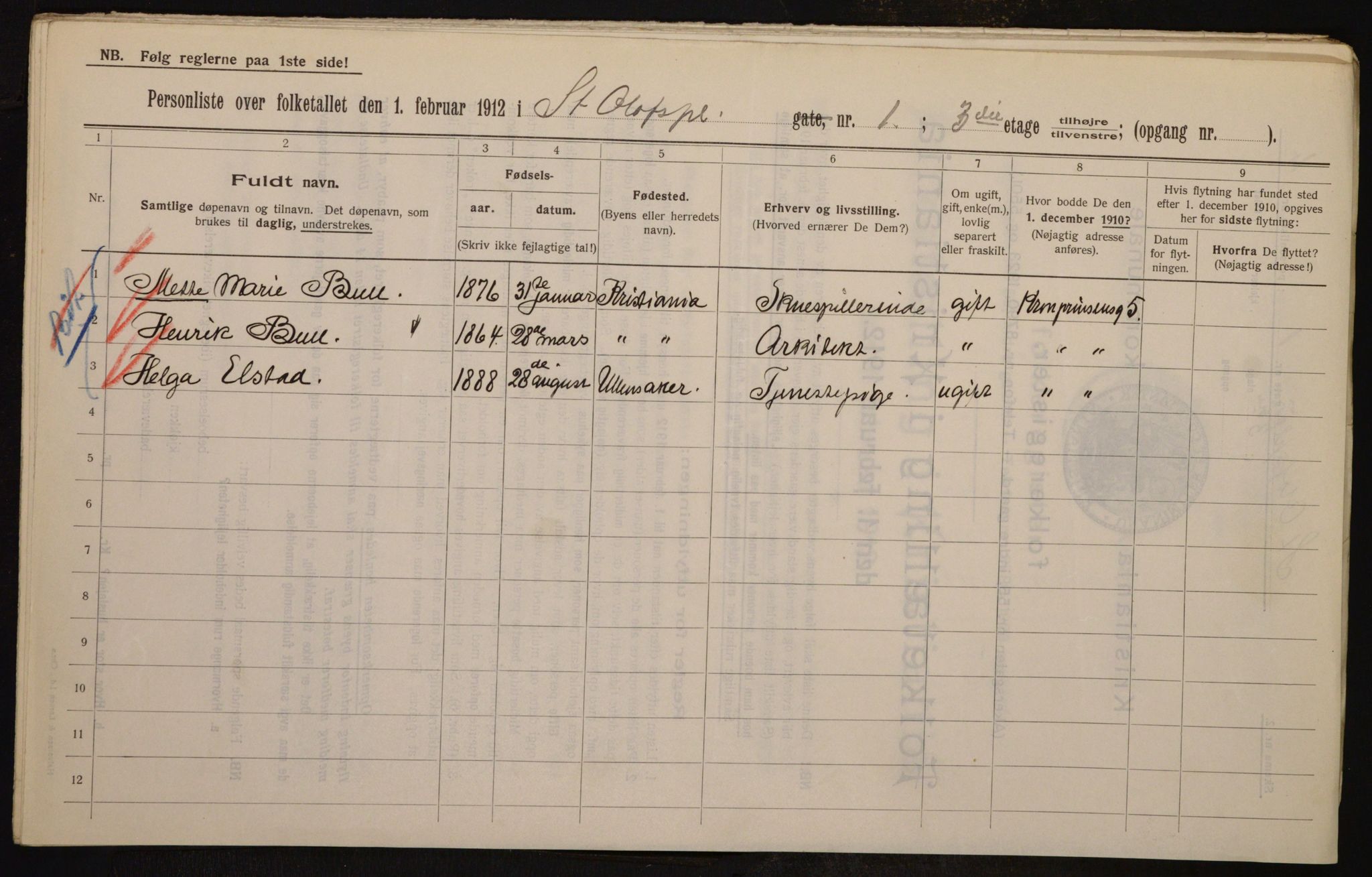 OBA, Municipal Census 1912 for Kristiania, 1912, p. 88610