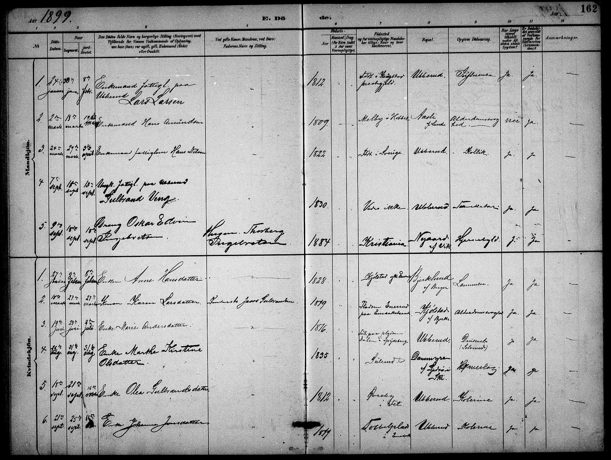 Enebakk prestekontor Kirkebøker, AV/SAO-A-10171c/G/Gb/L0002: Parish register (copy) no. II 2, 1891-1903, p. 162