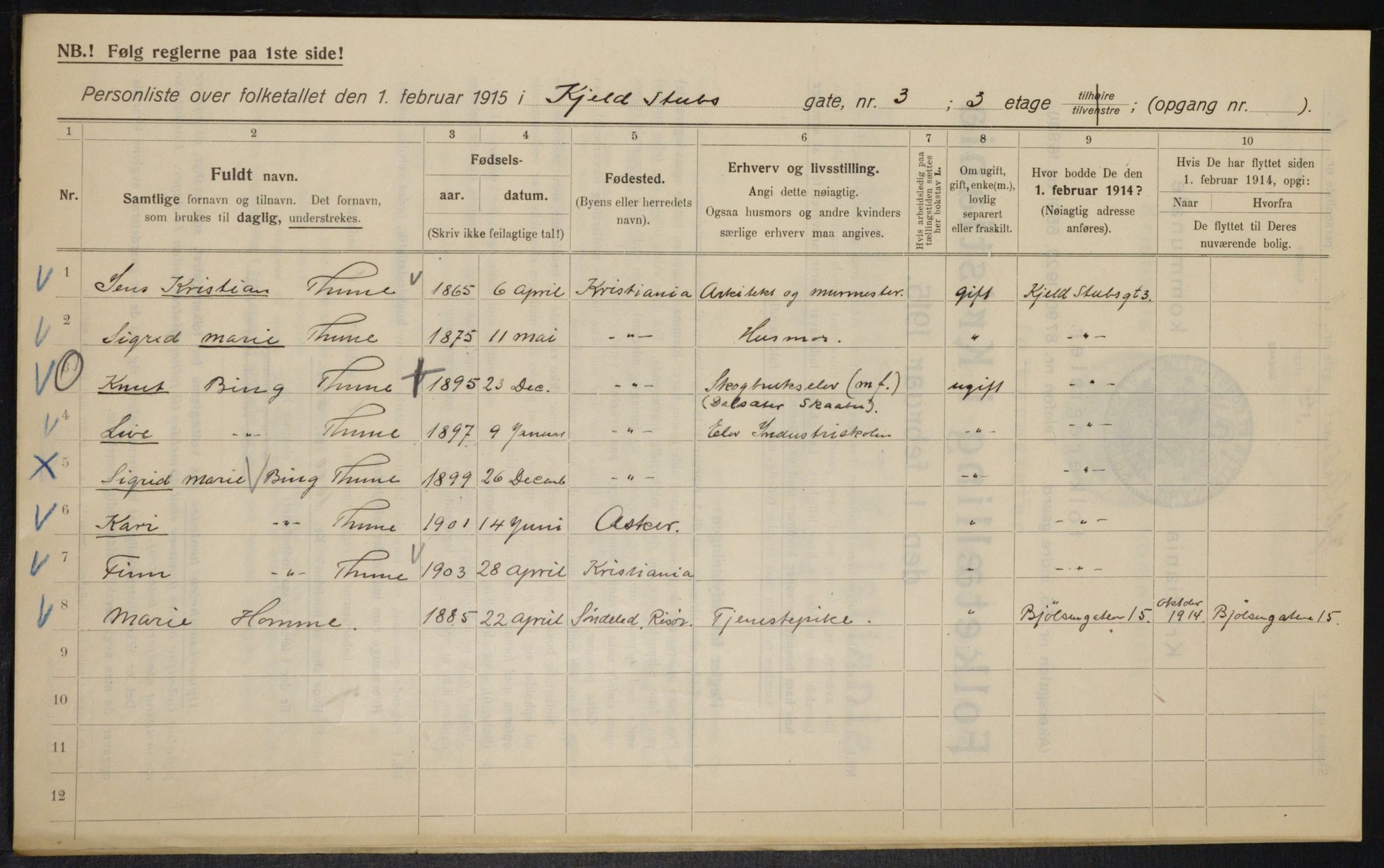 OBA, Municipal Census 1915 for Kristiania, 1915, p. 51025