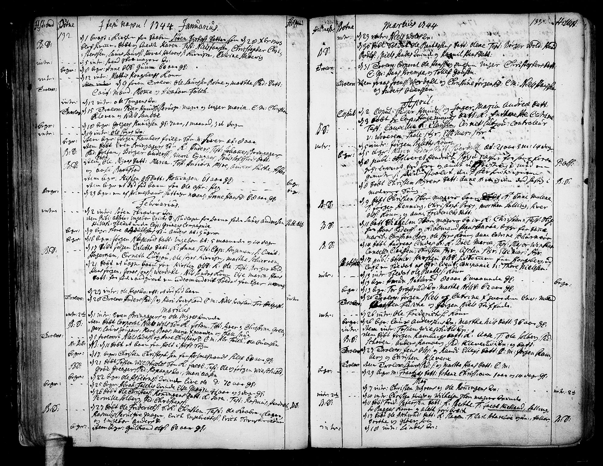 Botne kirkebøker, AV/SAKO-A-340/F/Fa/L0001a: Parish register (official) no. I 1A, 1707-1778, p. 132-133