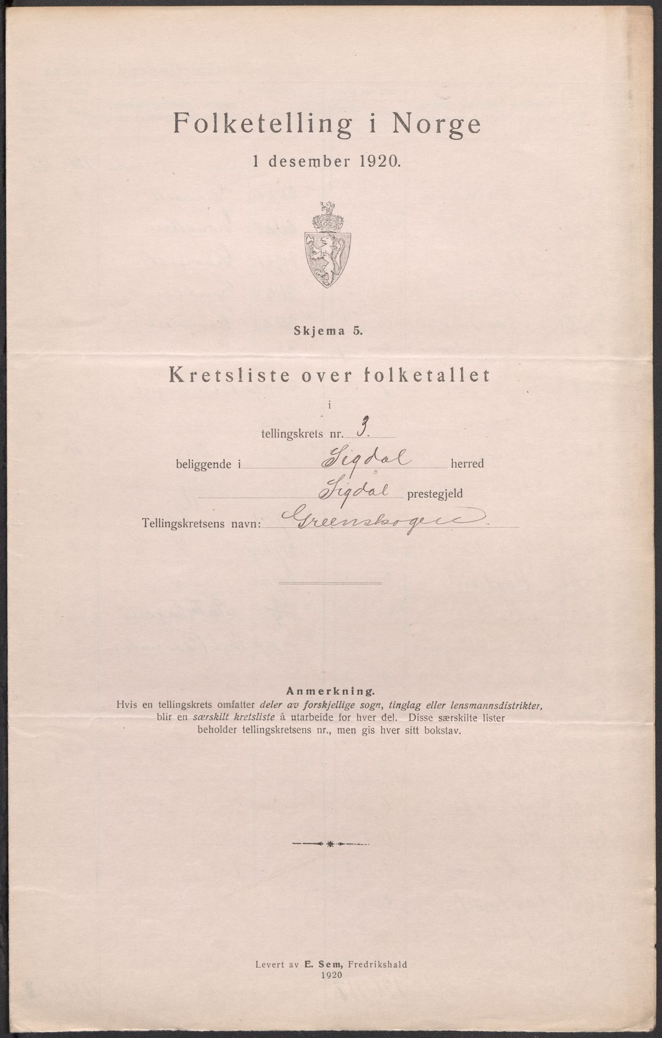 SAKO, 1920 census for Sigdal, 1920, p. 12