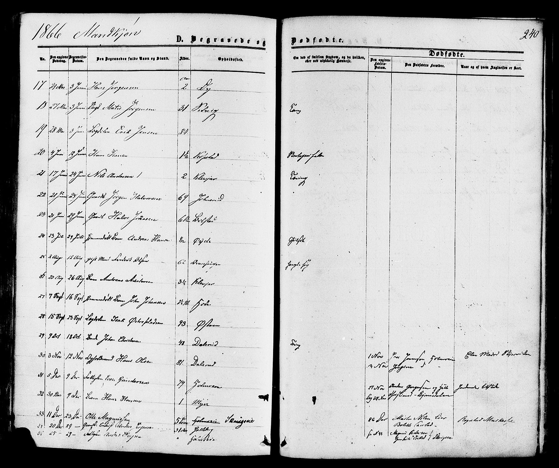 Sande Kirkebøker, SAKO/A-53/F/Fa/L0005: Parish register (official) no. 5, 1865-1877, p. 240