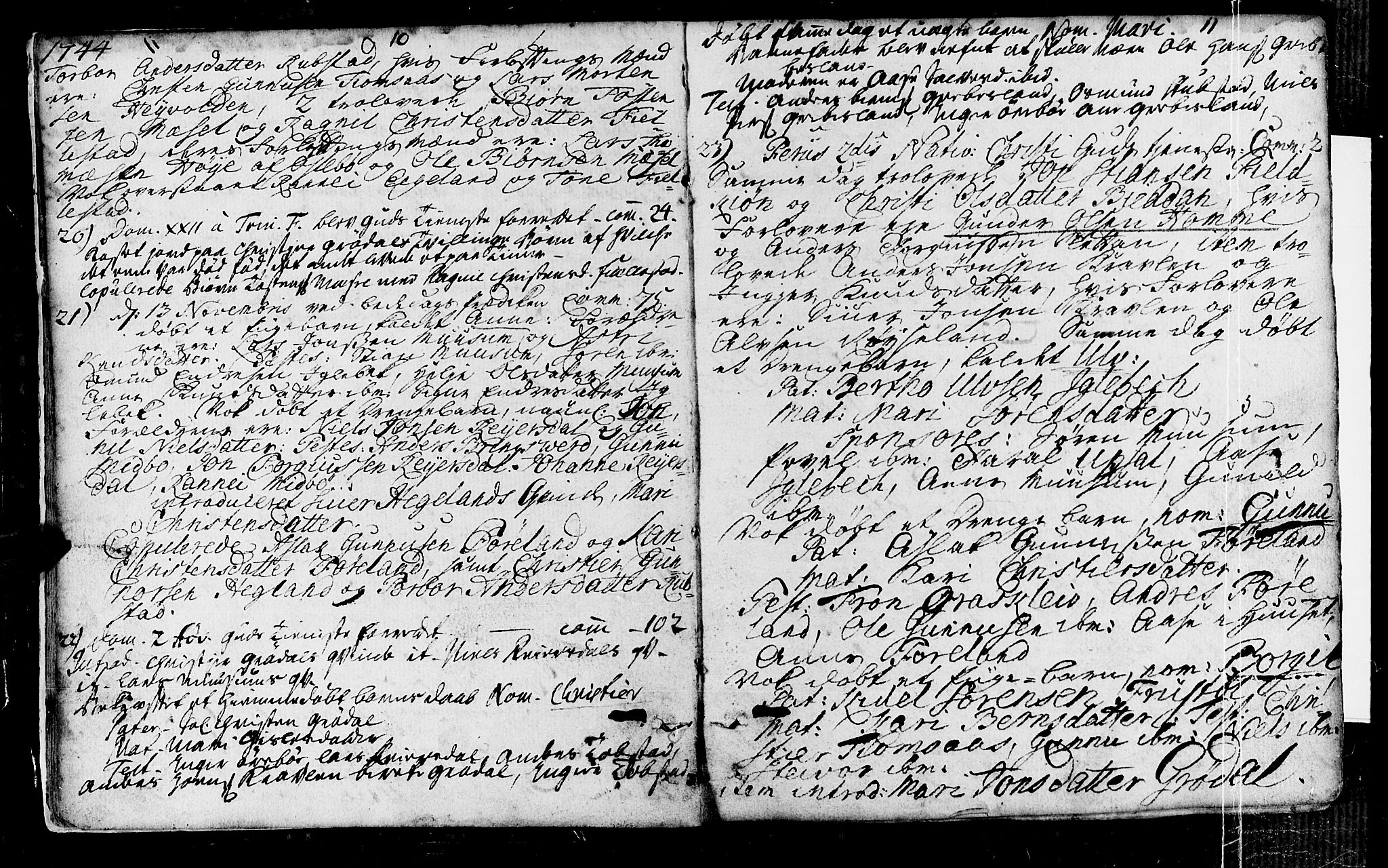 Vennesla sokneprestkontor, AV/SAK-1111-0045/Fa/Fac/L0001: Parish register (official) no. A 1, 1743-1784, p. 10-11