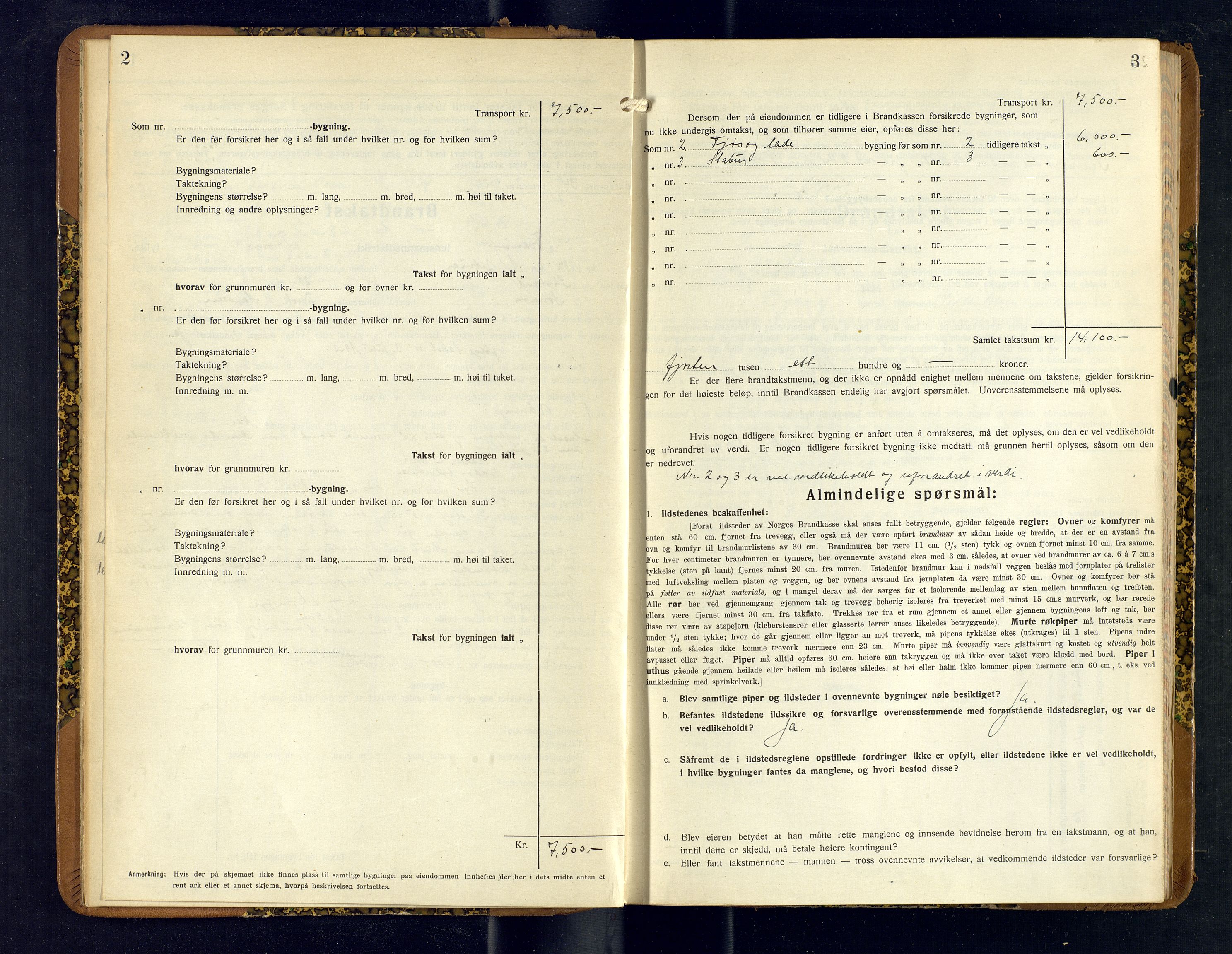 Tranøy lensmannskontor (Sørreisa lensmannskontor), AV/SATØ-SATØ-46/1/F/Fq/Fqc/L0269: Branntakstprotokoller, 1932-1935, p. 2-3