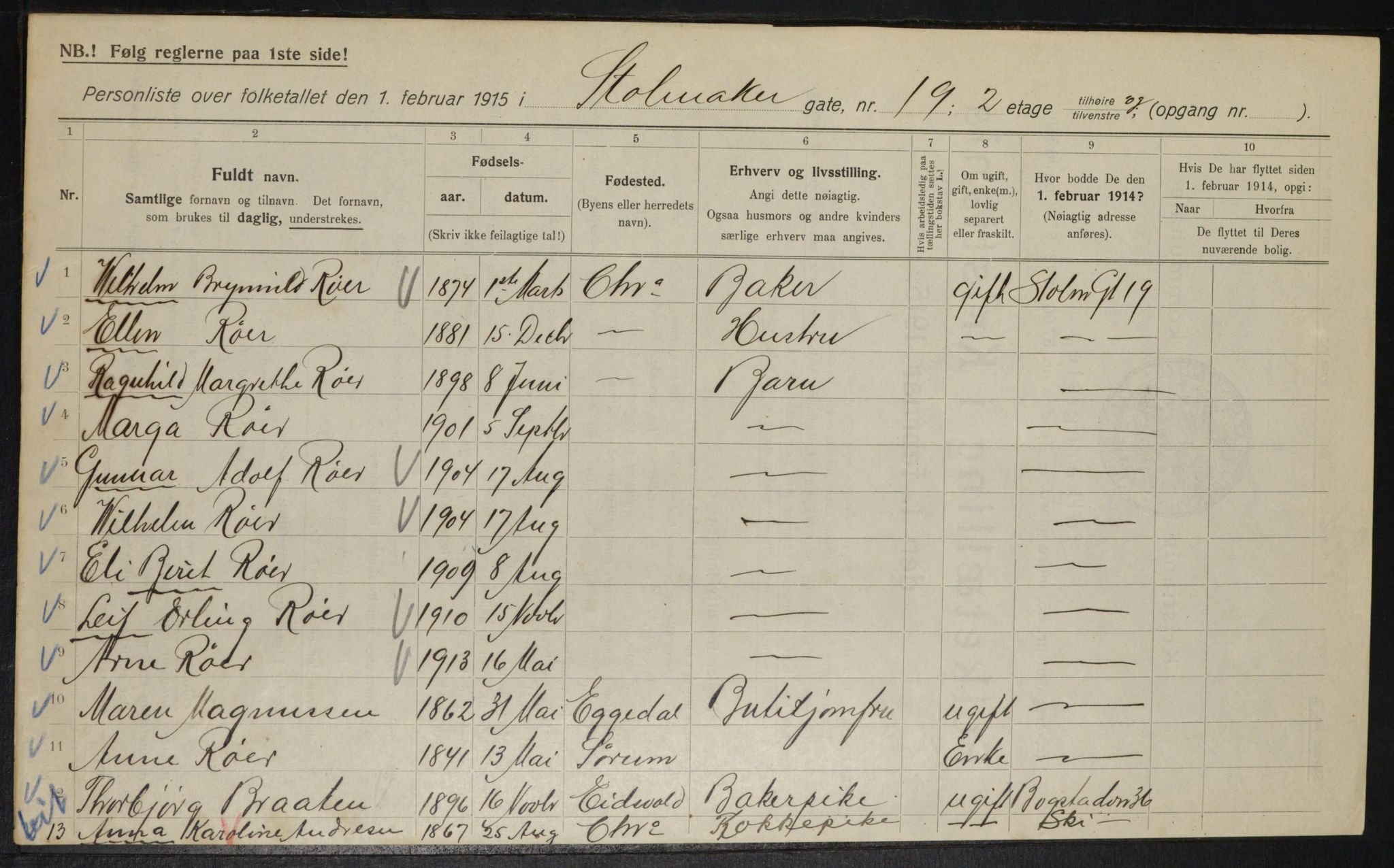 OBA, Municipal Census 1915 for Kristiania, 1915, p. 102951