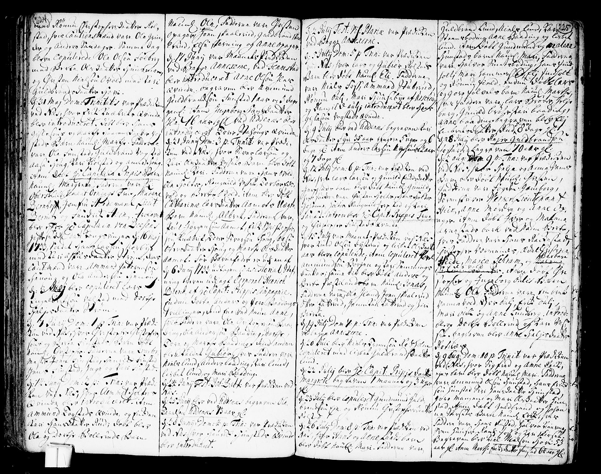 Nes prestekontor Kirkebøker, AV/SAO-A-10410/F/Fa/L0002: Parish register (official) no. I 2, 1717-1734, p. 224-225