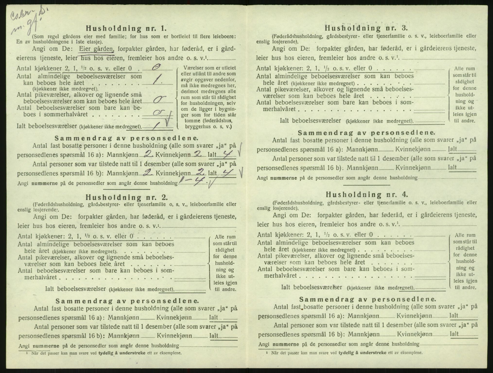 SAK, 1920 census for Bykle, 1920, p. 154