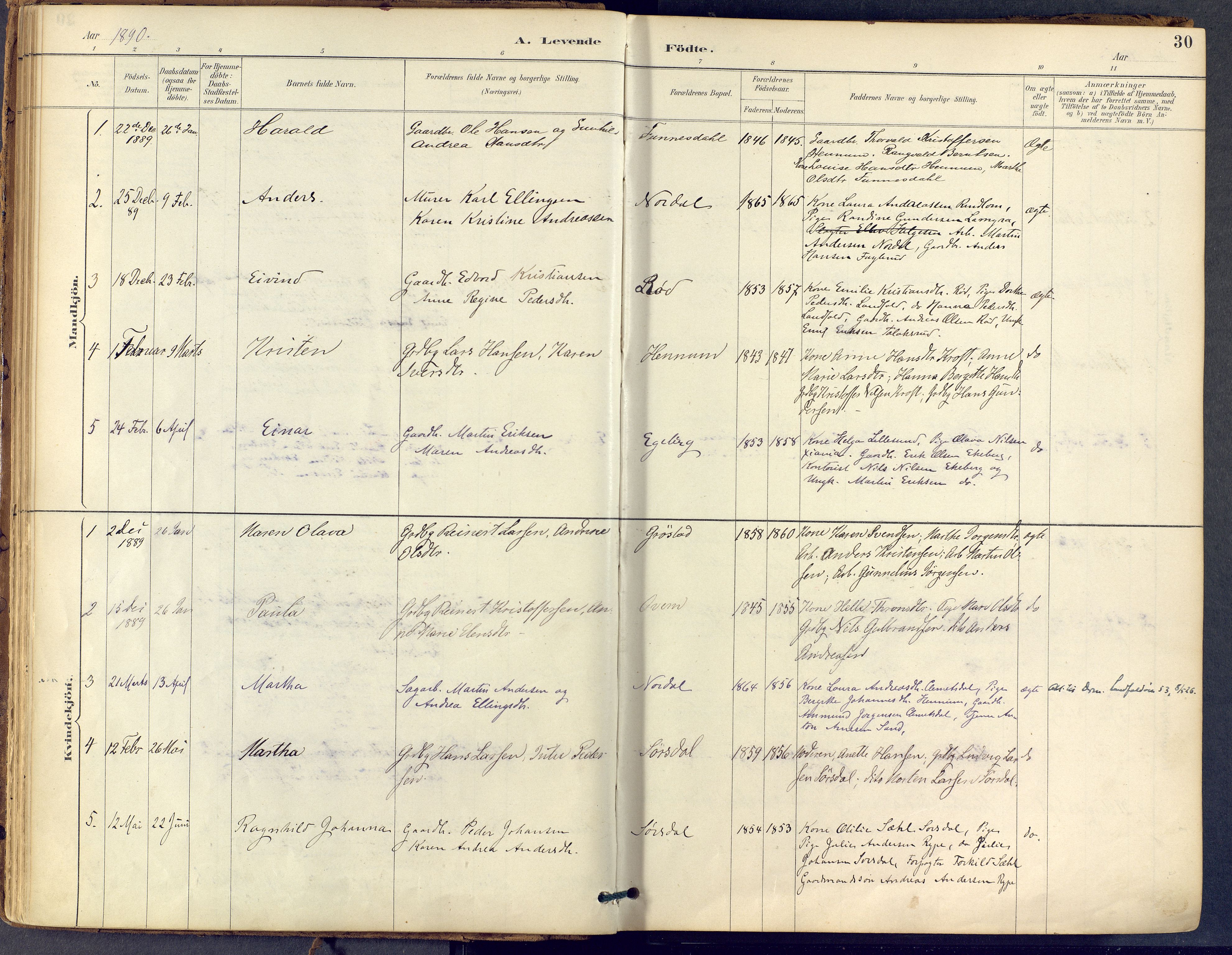 Lier kirkebøker, AV/SAKO-A-230/F/Fb/L0001: Parish register (official) no. II 1, 1883-1910, p. 30