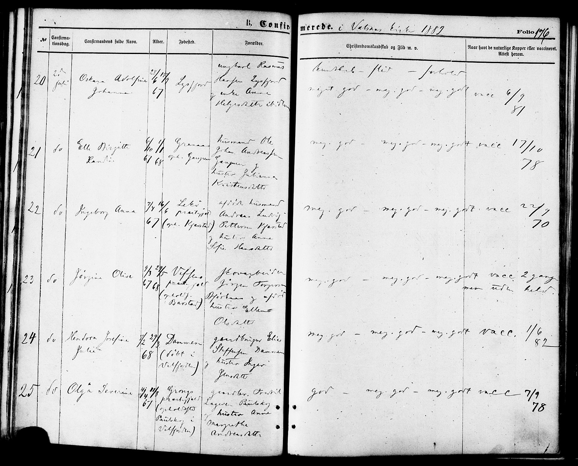 Ministerialprotokoller, klokkerbøker og fødselsregistre - Nordland, AV/SAT-A-1459/810/L0148: Parish register (official) no. 810A09 /1, 1874-1884, p. 176