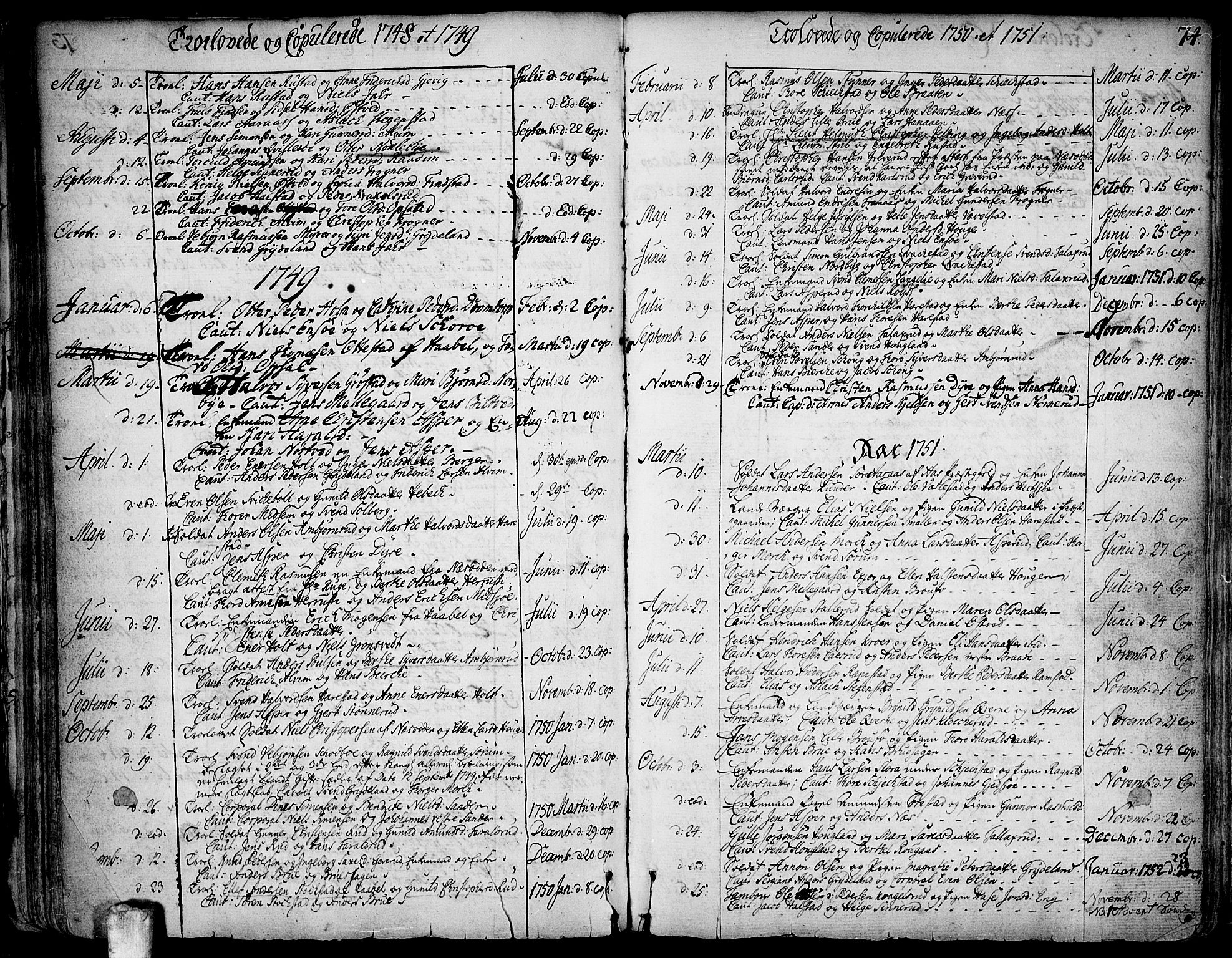 Kråkstad prestekontor Kirkebøker, AV/SAO-A-10125a/F/Fa/L0001: Parish register (official) no. I 1, 1736-1785, p. 74