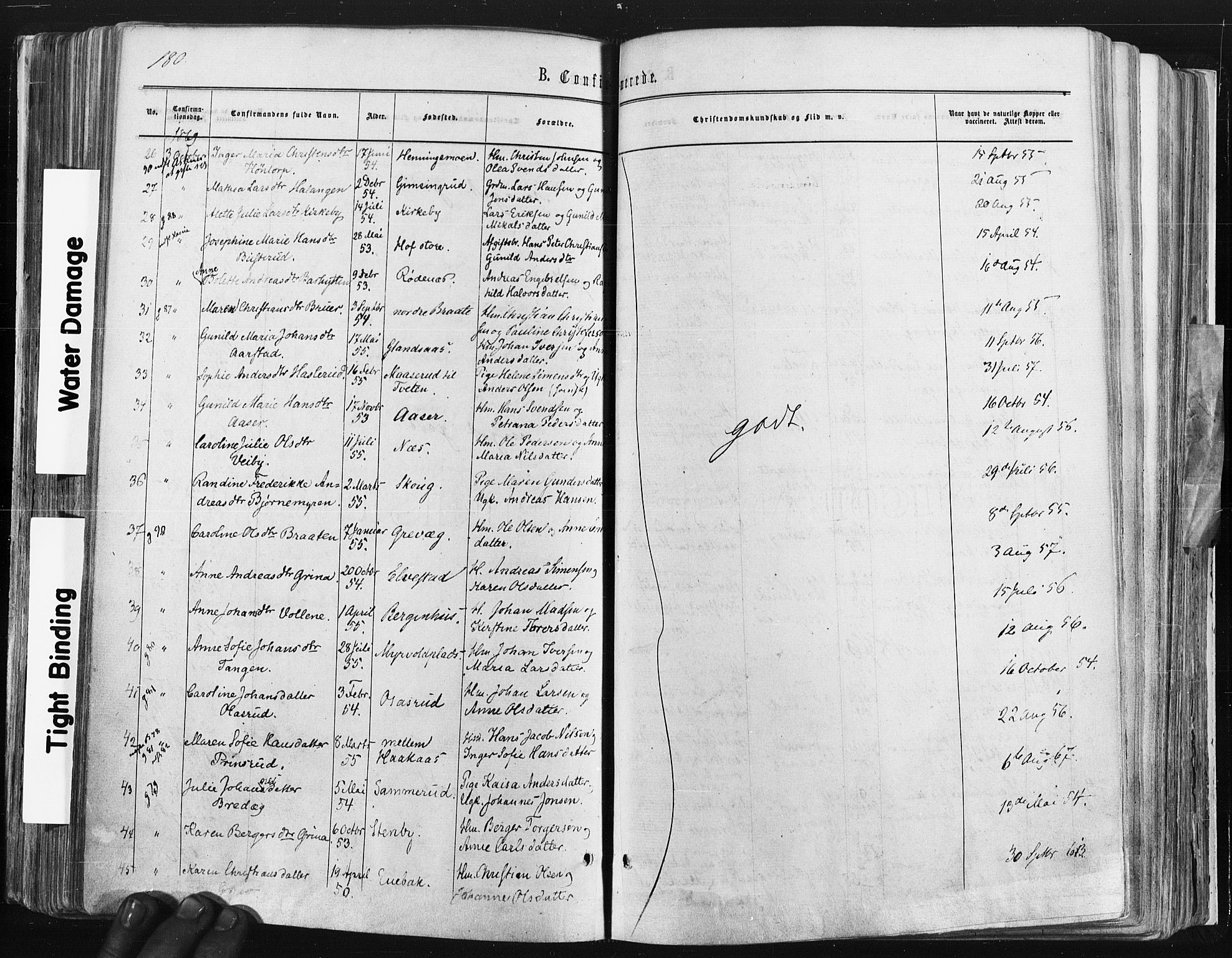 Trøgstad prestekontor Kirkebøker, SAO/A-10925/F/Fa/L0009: Parish register (official) no. I 9, 1865-1877, p. 180