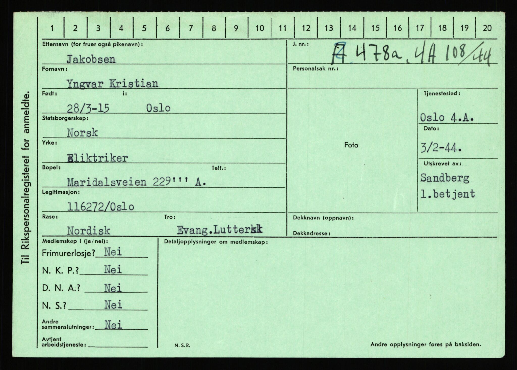 Statspolitiet - Hovedkontoret / Osloavdelingen, AV/RA-S-1329/C/Ca/L0007: Hol - Joelsen, 1943-1945, p. 3379