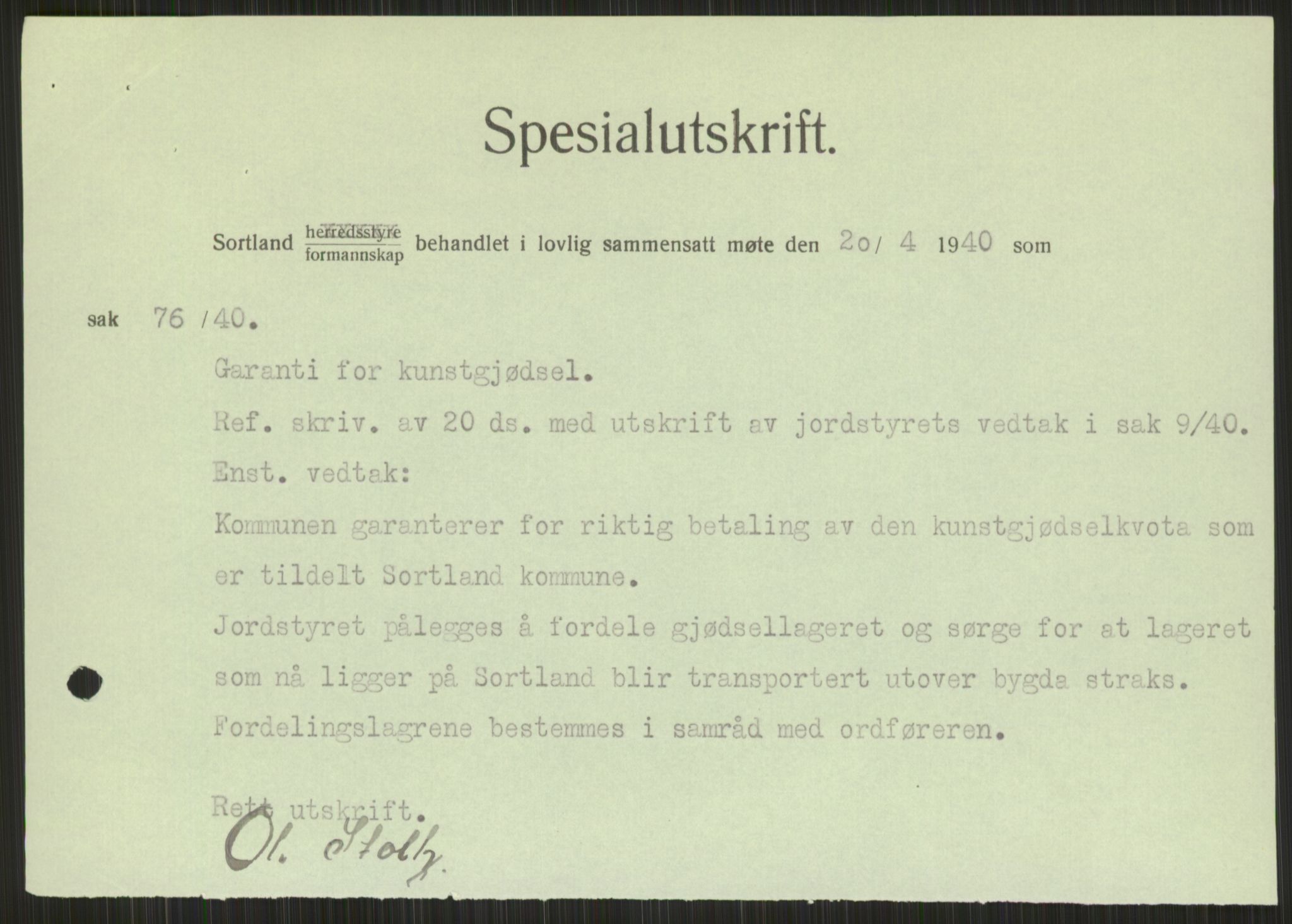 Forsvaret, Forsvarets krigshistoriske avdeling, AV/RA-RAFA-2017/Y/Ya/L0017: II-C-11-31 - Fylkesmenn.  Rapporter om krigsbegivenhetene 1940., 1940, p. 278