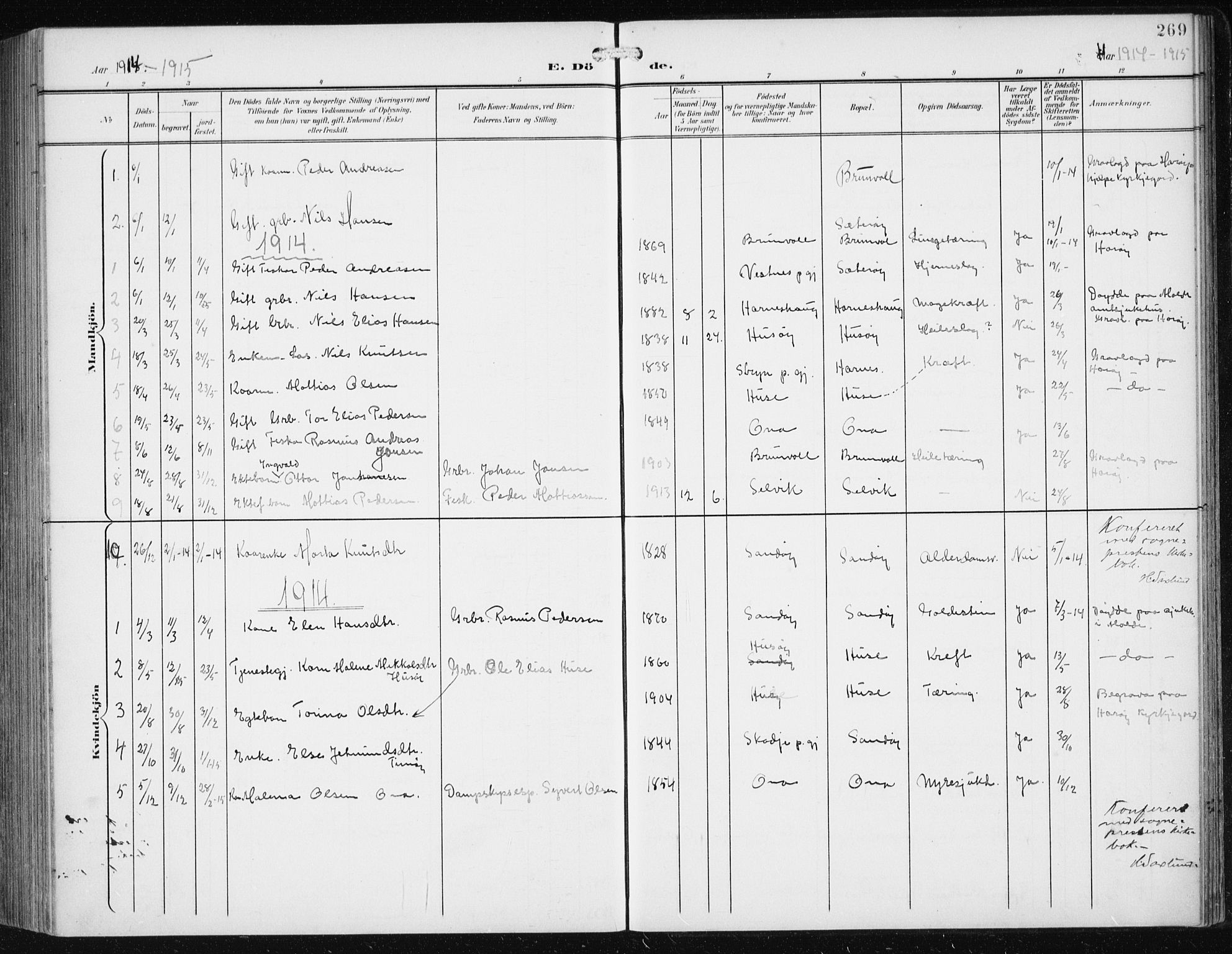 Ministerialprotokoller, klokkerbøker og fødselsregistre - Møre og Romsdal, AV/SAT-A-1454/561/L0733: Parish register (copy) no. 561C03, 1900-1940, p. 269