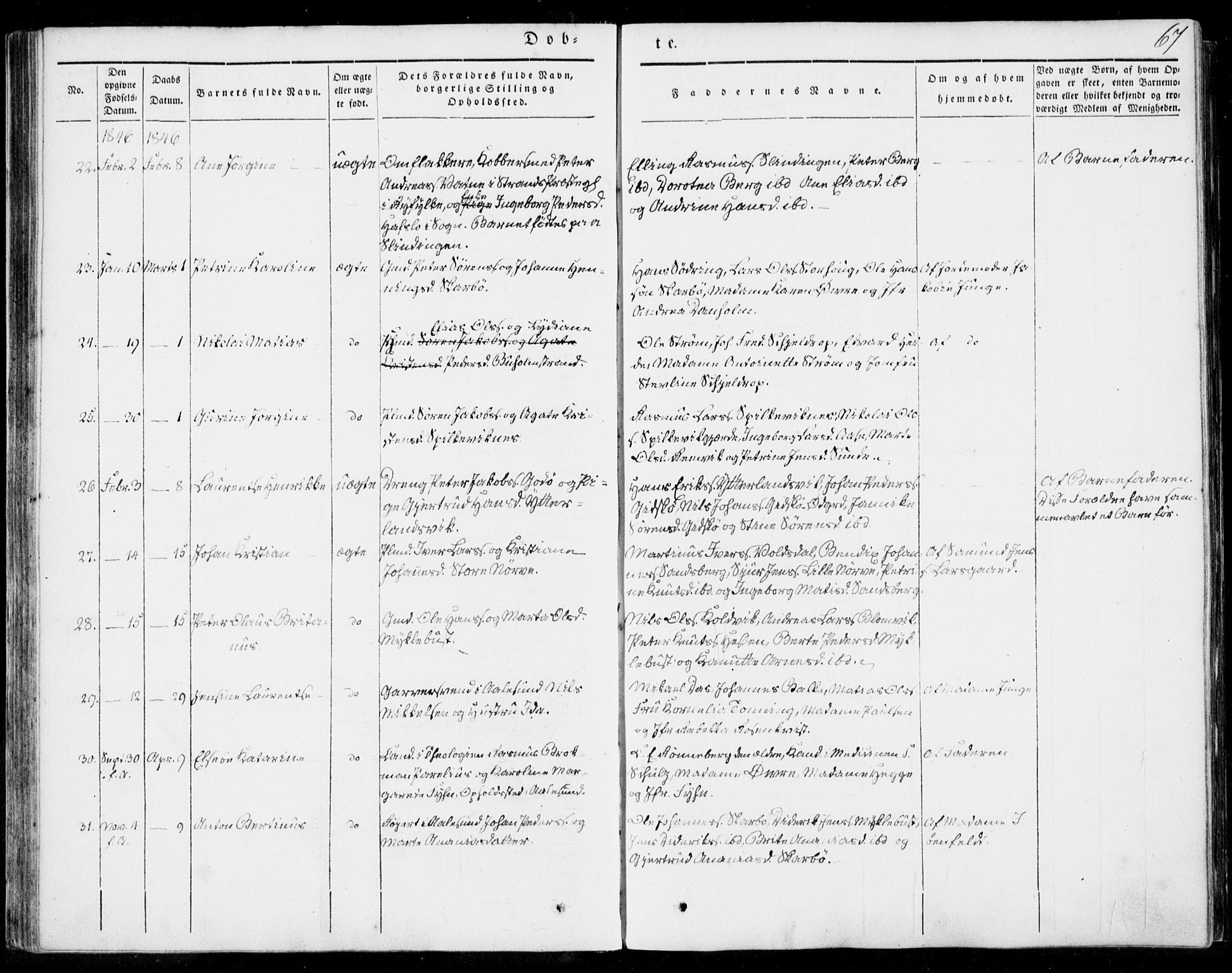 Ministerialprotokoller, klokkerbøker og fødselsregistre - Møre og Romsdal, SAT/A-1454/528/L0396: Parish register (official) no. 528A07, 1839-1847, p. 67