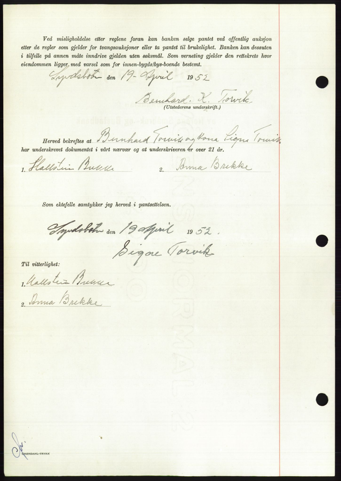 Søre Sunnmøre sorenskriveri, AV/SAT-A-4122/1/2/2C/L0121: Mortgage book no. 9B, 1951-1952, Diary no: : 714/1952