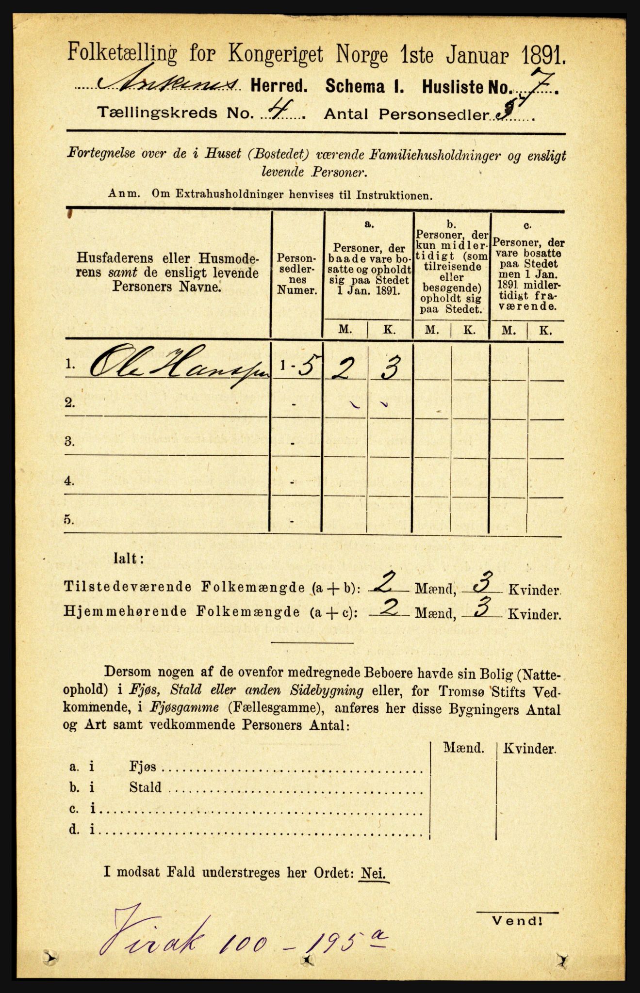 RA, 1891 census for 1855 Ankenes, 1891, p. 2262