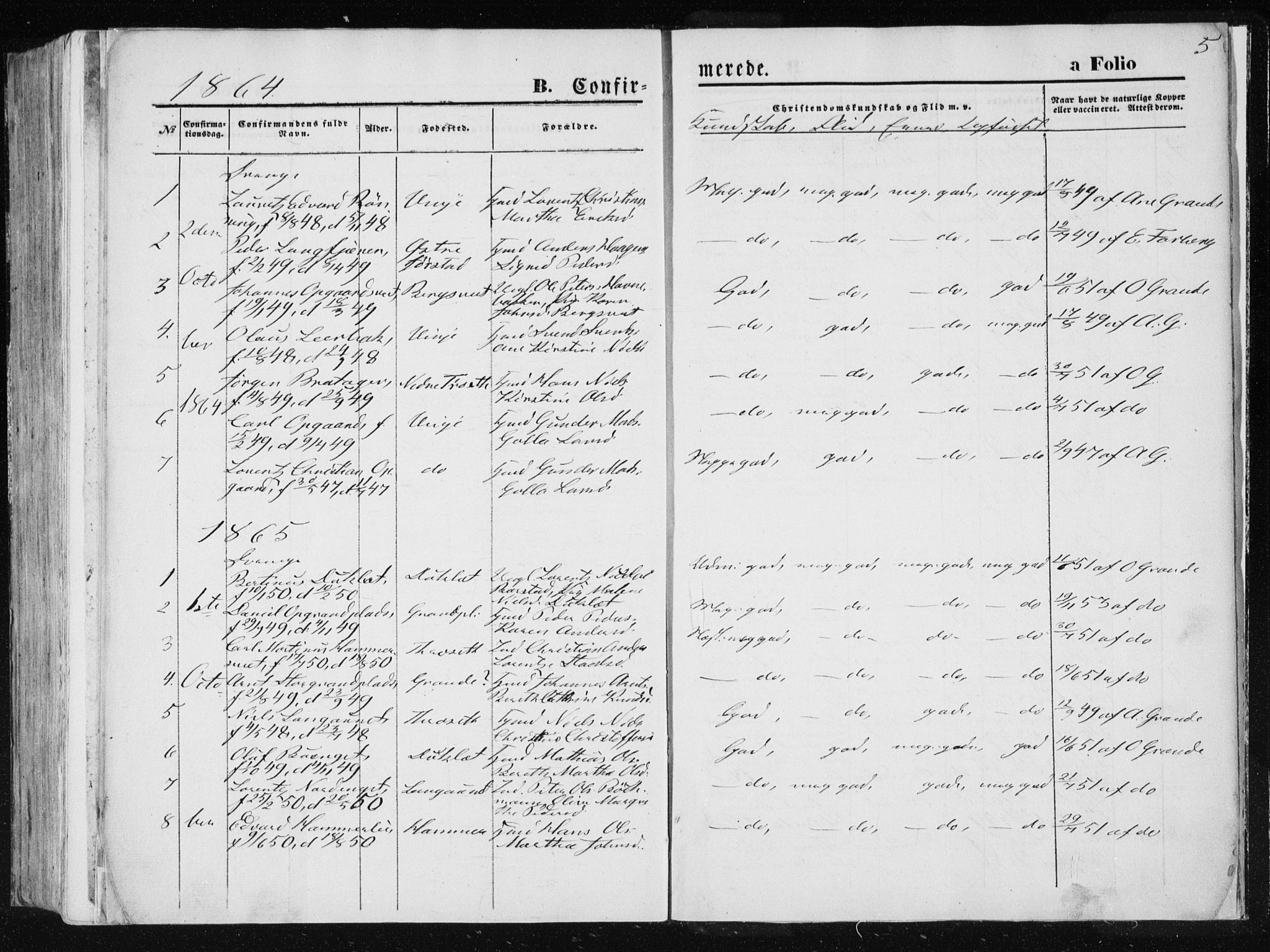 Ministerialprotokoller, klokkerbøker og fødselsregistre - Nord-Trøndelag, AV/SAT-A-1458/733/L0323: Parish register (official) no. 733A02, 1843-1870, p. 5