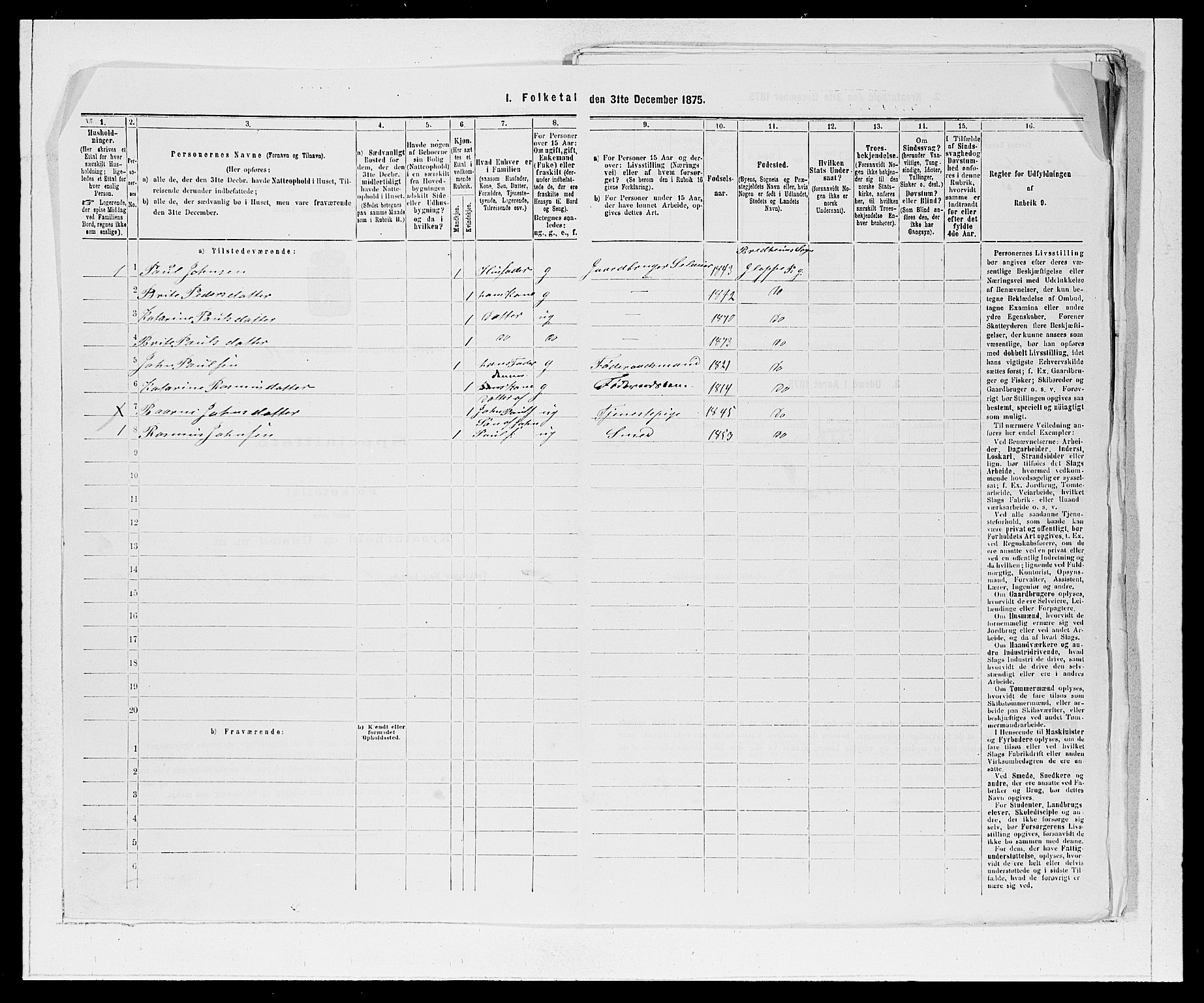 SAB, 1875 Census for 1445P Gloppen, 1875, p. 1188