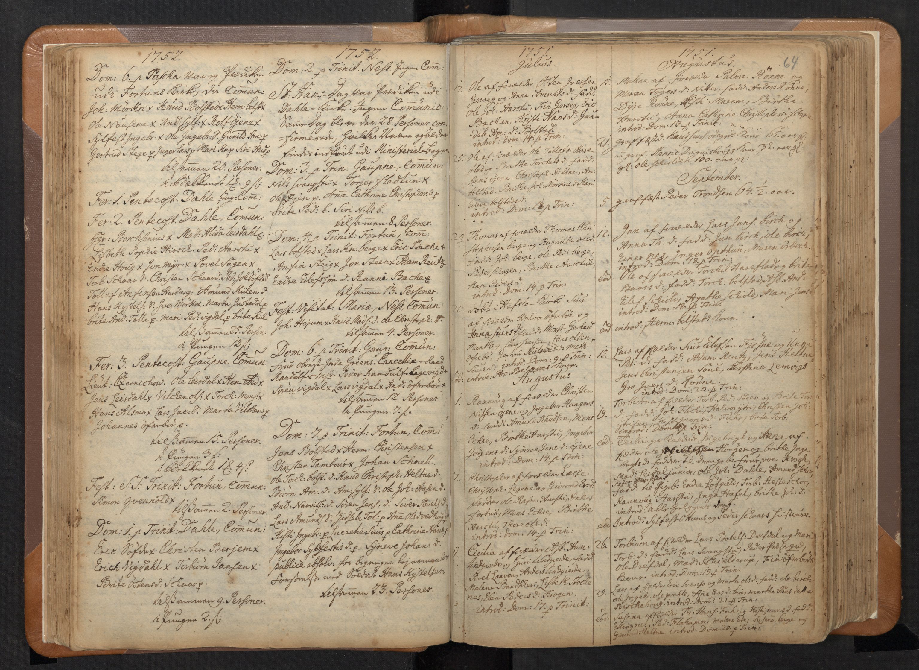 Luster sokneprestembete, SAB/A-81101/H/Haa/Haaa/L0002: Parish register (official) no. A 2, 1751-1796, p. 63b-64a