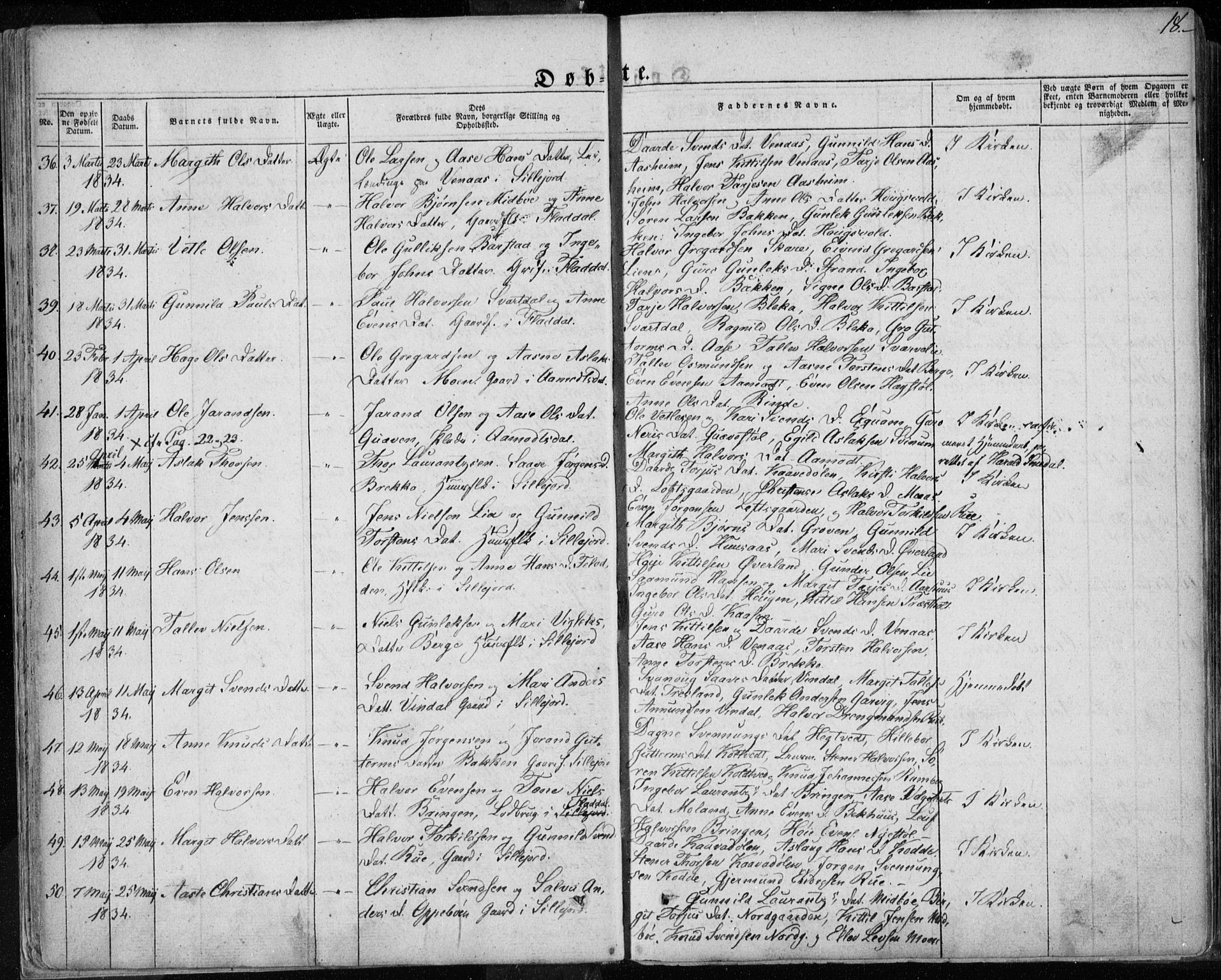 Seljord kirkebøker, AV/SAKO-A-20/F/Fa/L0011: Parish register (official) no. I 11, 1831-1849, p. 18