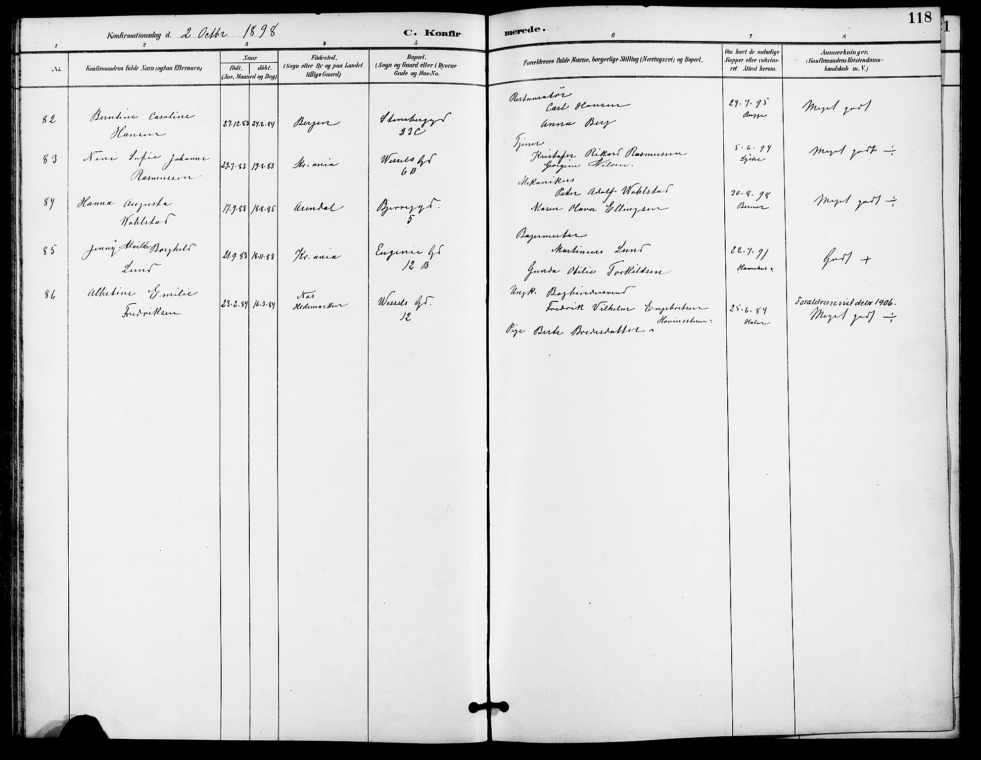 Gamle Aker prestekontor Kirkebøker, SAO/A-10617a/F/L0009: Parish register (official) no. 9, 1890-1898, p. 118