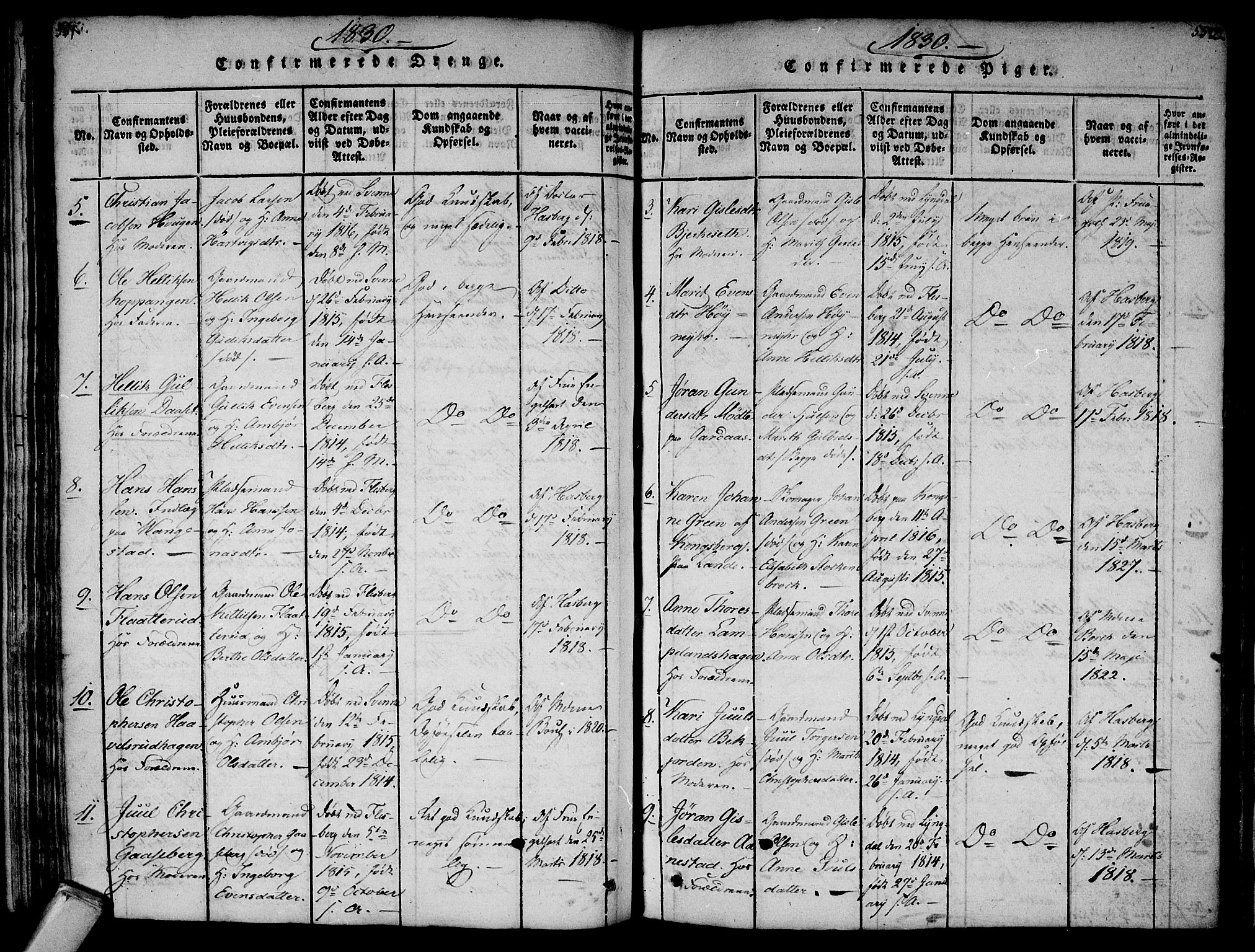 Flesberg kirkebøker, AV/SAKO-A-18/F/Fa/L0005: Parish register (official) no. I 5, 1816-1834, p. 551-552