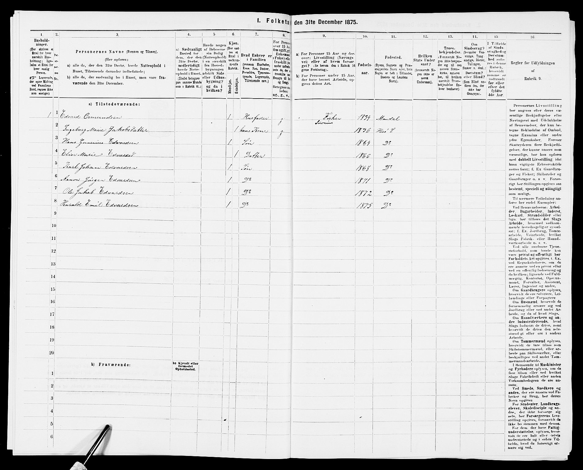 SAK, 1875 census for 0922P Hisøy, 1875, p. 501