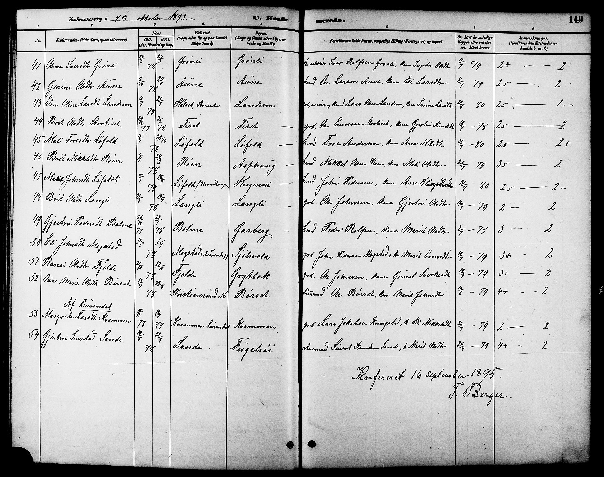 Ministerialprotokoller, klokkerbøker og fødselsregistre - Møre og Romsdal, SAT/A-1454/598/L1078: Parish register (copy) no. 598C03, 1892-1909, p. 149