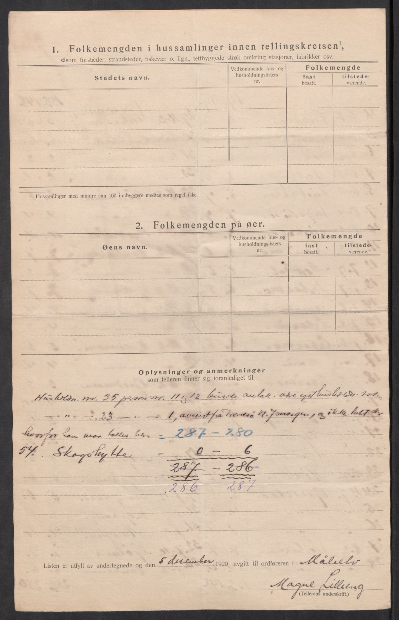 SATØ, 1920 census for Målselv, 1920, p. 14